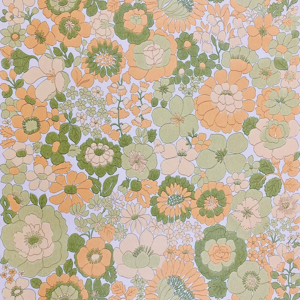 1040x1040 Vintage Wallpaper Shop. Vintage Orange and Green Floral