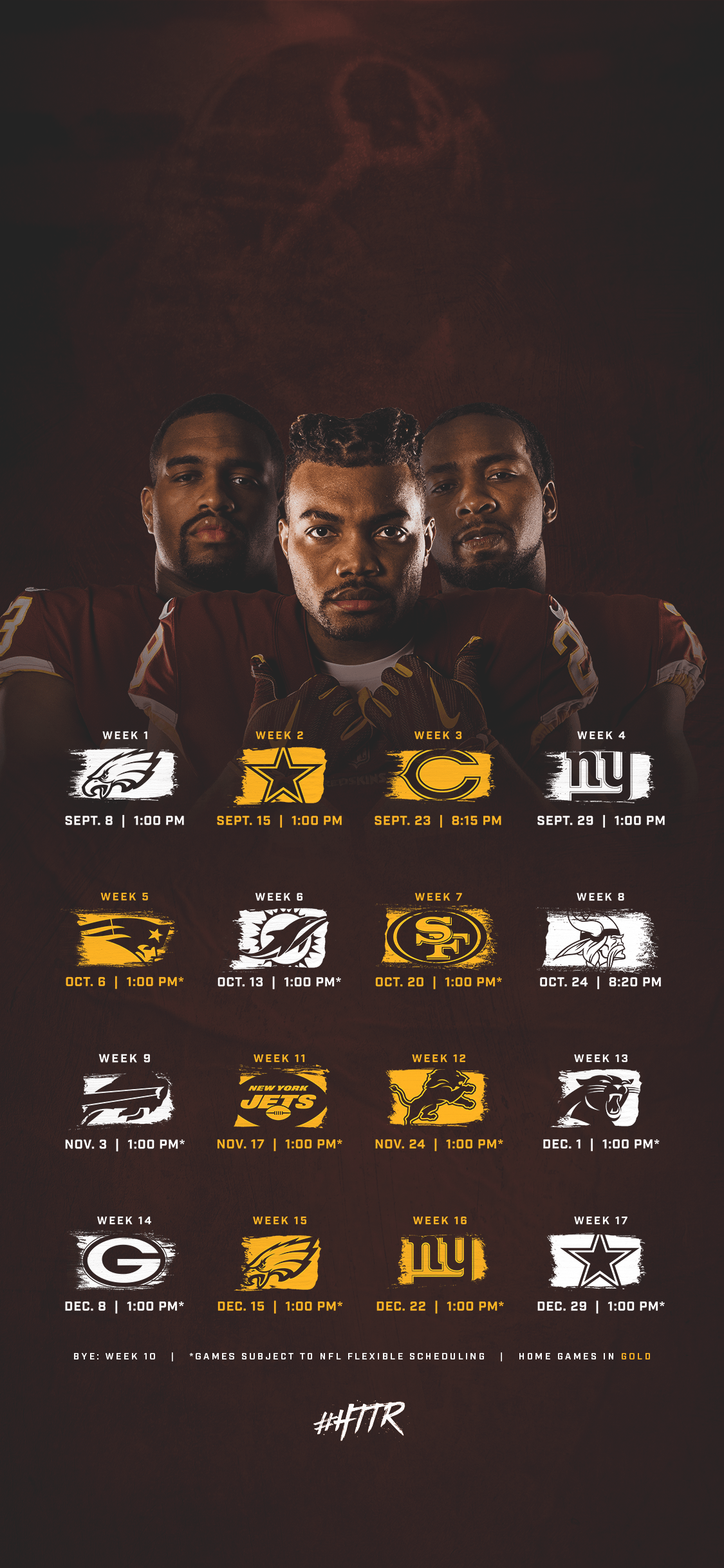 1125x2436 Redskins iPhone Wallpaper