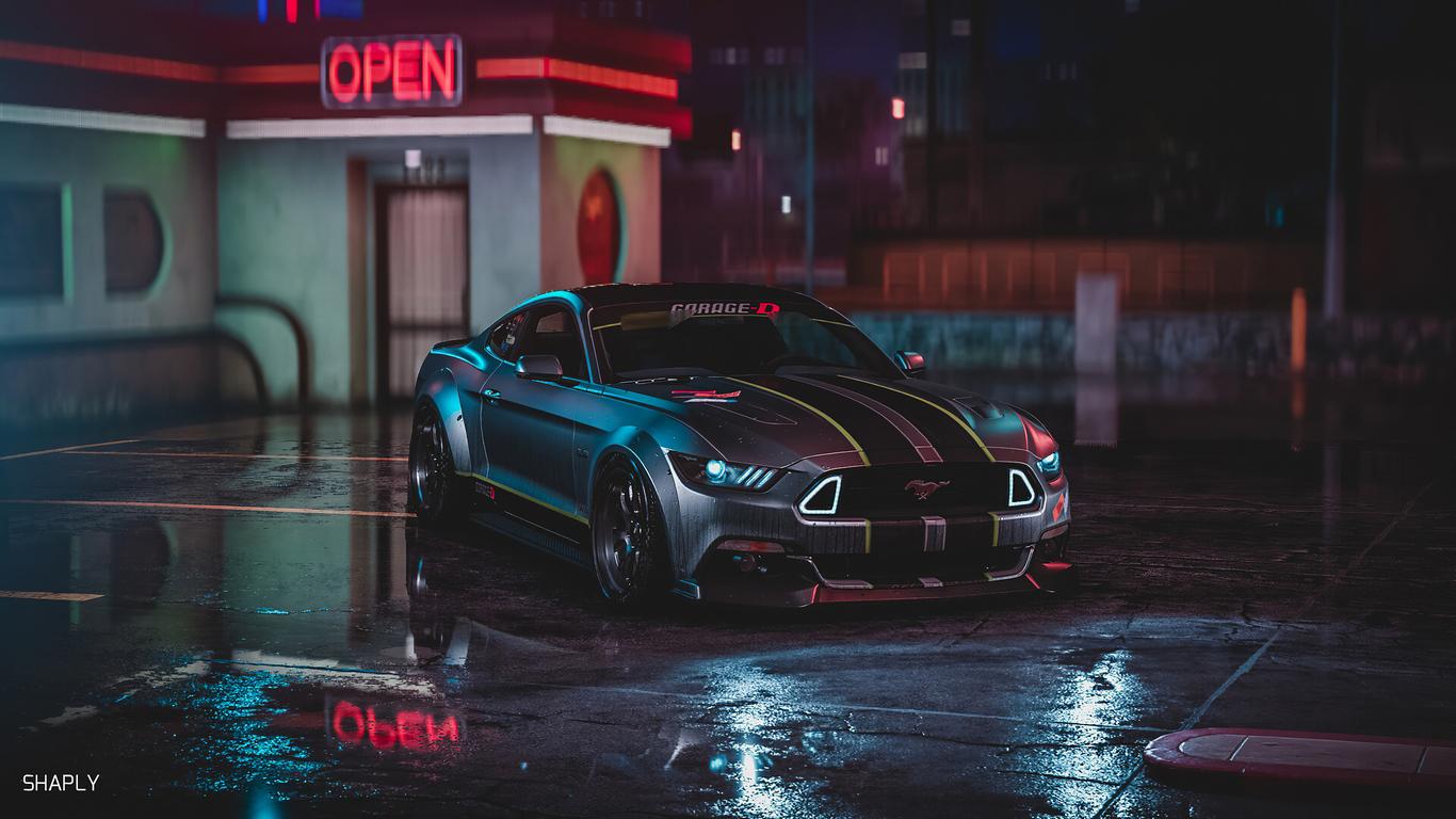 1366x768 Ford Mustang Gt Neon Harmony 4k 1366x768 Resolution HD 4k Wallpaper, Image, Background, Photo and Picture