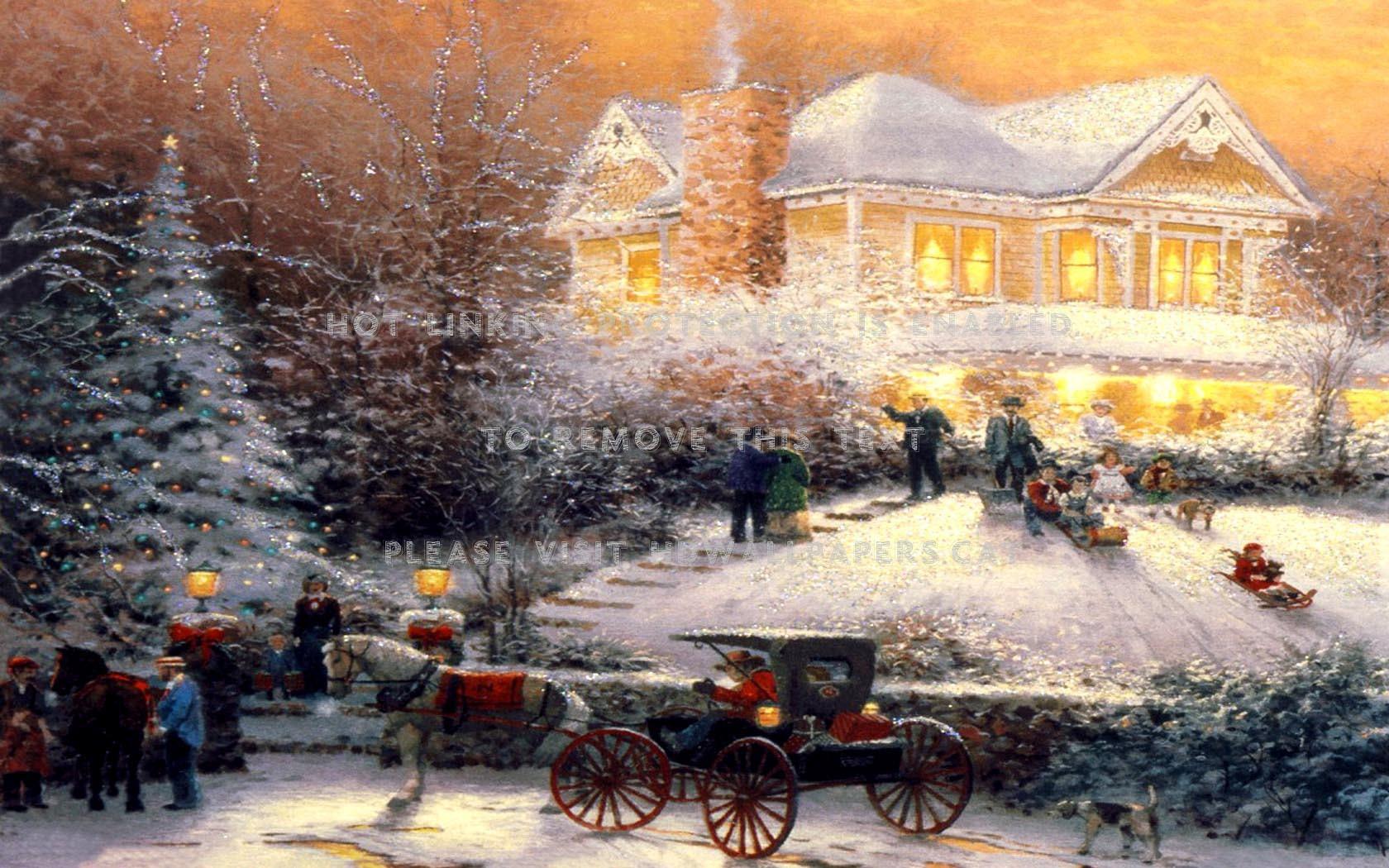 1680x1050 christmas memories victorian house snow