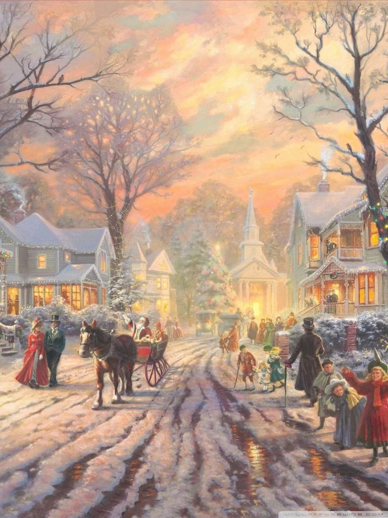 768x1024 Victorian Christmas Carol by Thomas Kinkade Ultra HD Desktop Background Wallpaper for 4K UHD TV : Multi Display, Dual Monitor : Tablet