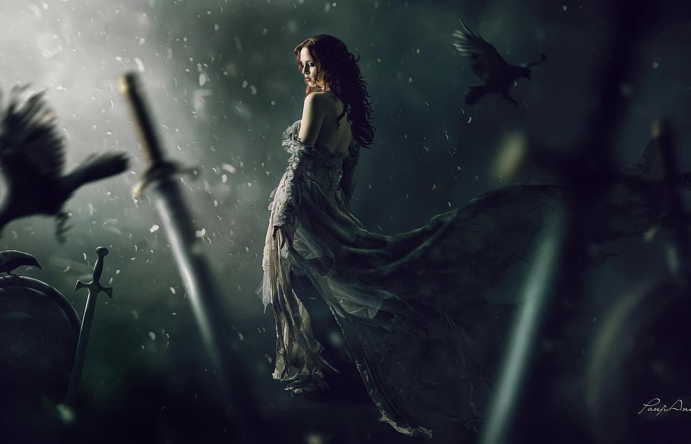 1400x900 Raven Girl Fantasy Artwork 5k 1400x900 Resolution HD 4k Wallpaper, Image, Background, Photo and Picture