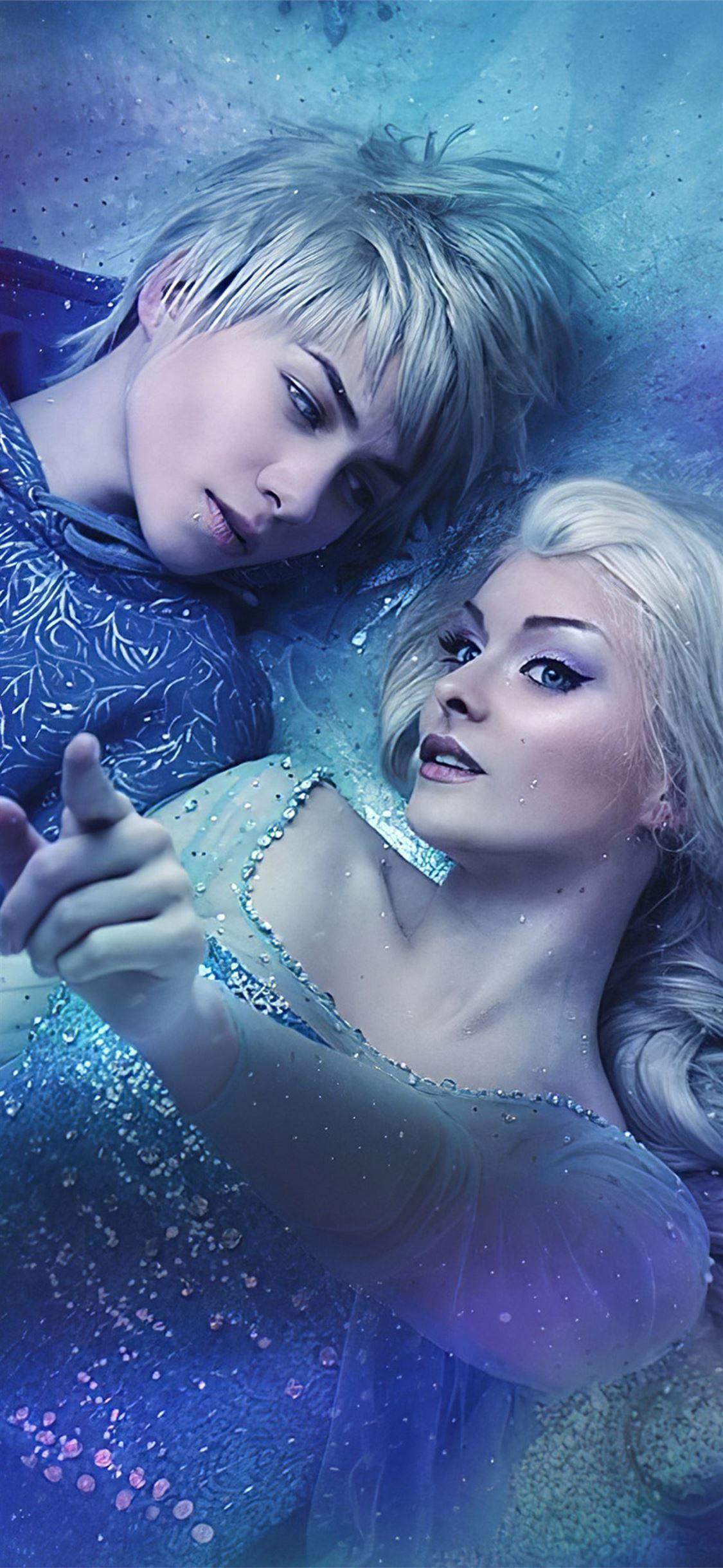 1125x2436 elsa and jack frost iPhone 11 Wallpaper Free Download
