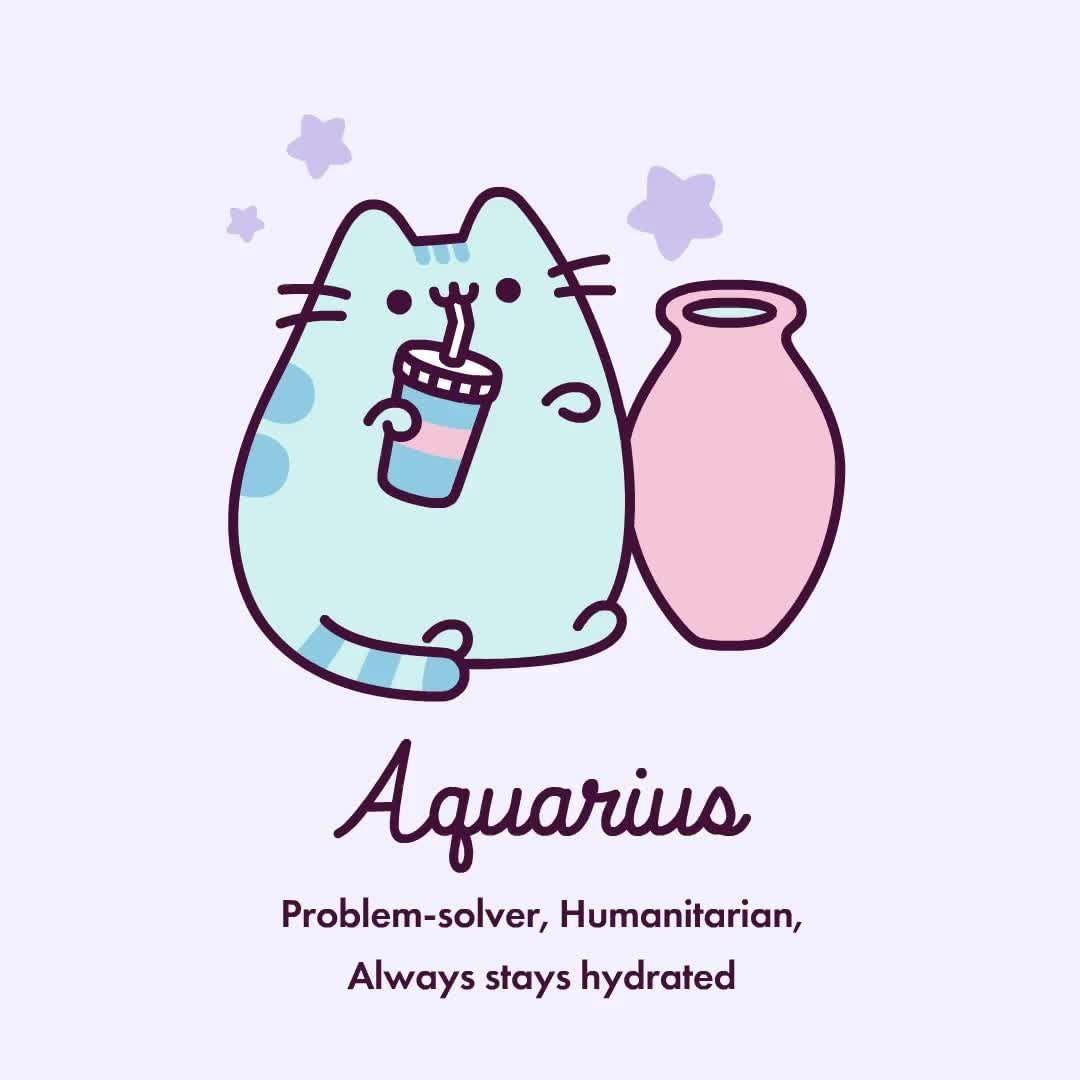 1080x1080 Pusheen on Instagram: “← Link in Bio ←⁠ It's #Aquarius Season! ♒️Comment and tag your favorite Aquarius and head to Pusheen.co. Pusheen cute, Pusheen, Pusheen cat