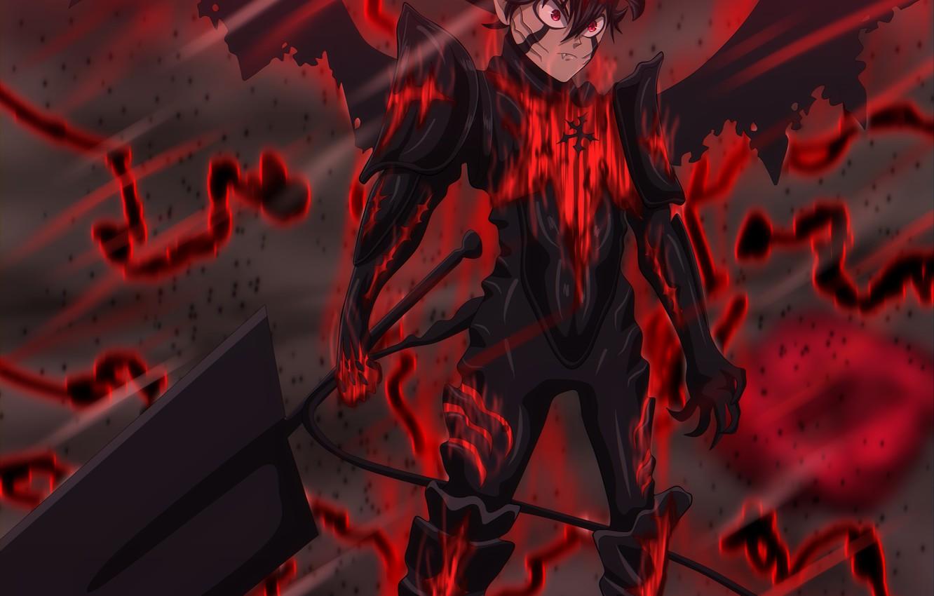 1332x850 Wallpaper demon, red, sword, game, black, anime, power, ken, blade, hero, asian, armour, manga, oriental, asiatic, powerful image for desktop, section сёнэн