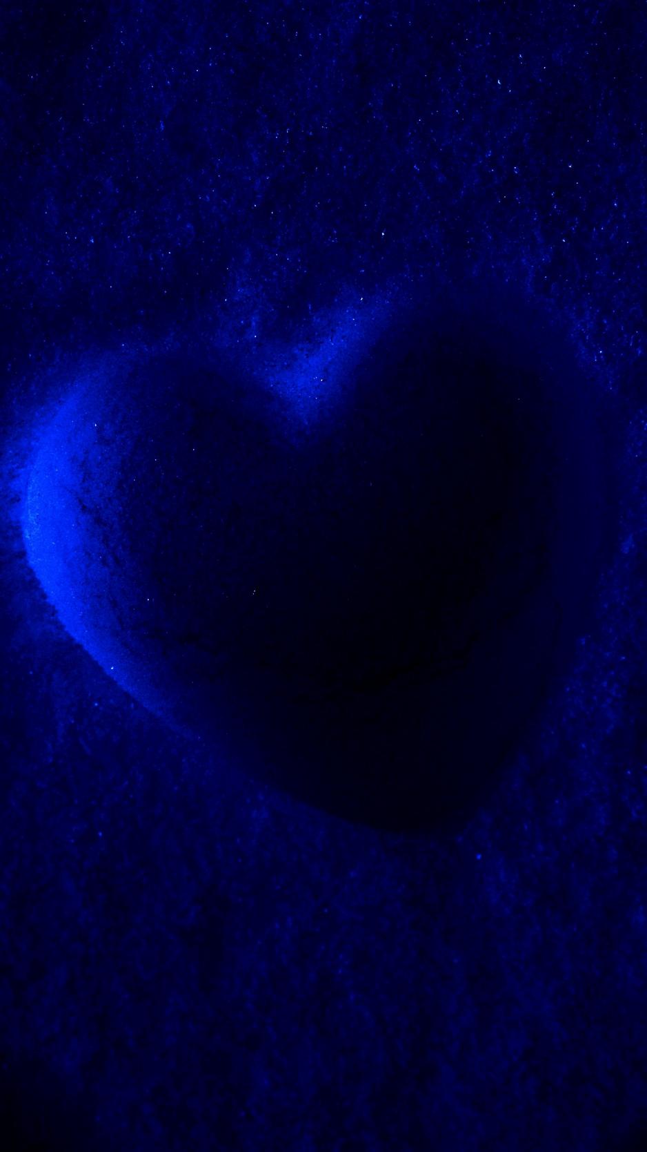 938x1668 Wallpaper Heart, Dark, Light, Surface, Blue Wallpaper For iPhone 8