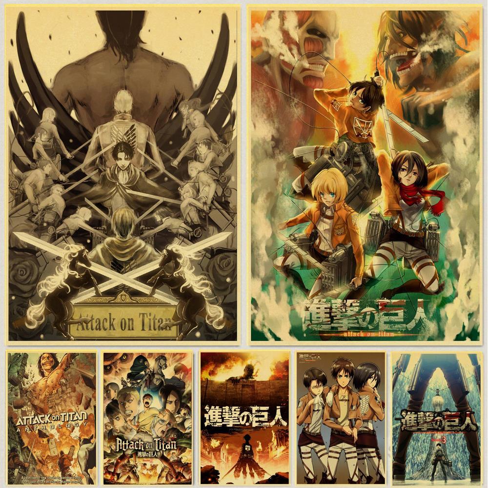 1000x1000 Janpnese Anime Attack on Titan retro posters kraft wall paper High Quality Painting For Home Decor wall stickers. Painting & Calligraphy