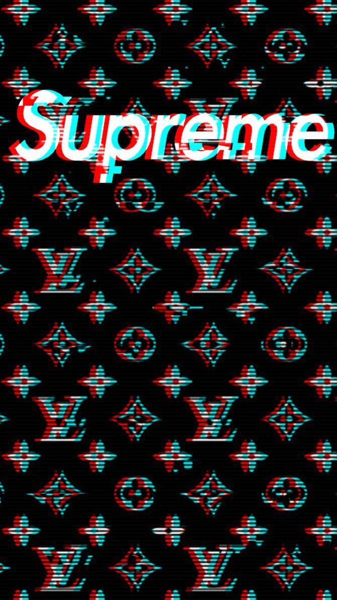 670x1191 Louis Vuitton Supreme Wallpaper