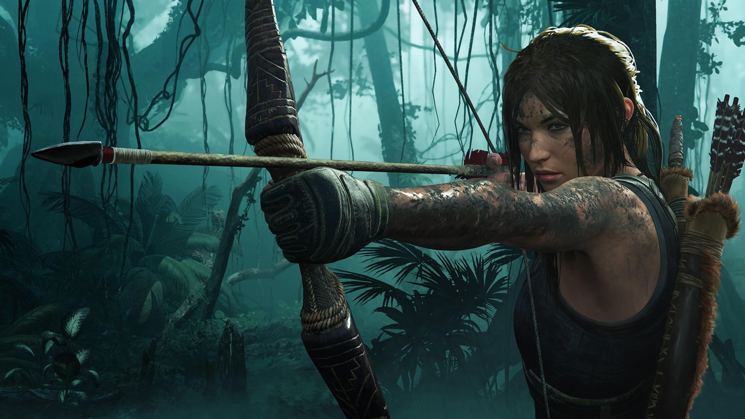 2560x1440 Download 2560x1440 Shadow Of The Tomb Raider, Archer, Lara Croft, Forest Wallpaper for iMac 27 inch