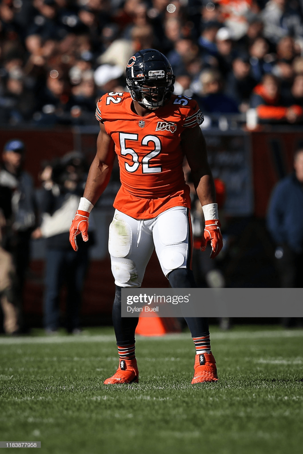 1000x1499 Khalil Mack of the Chicago Bears lines up for a play in the third. Chicago bears football, Chicago bears, Chicago bears picture
