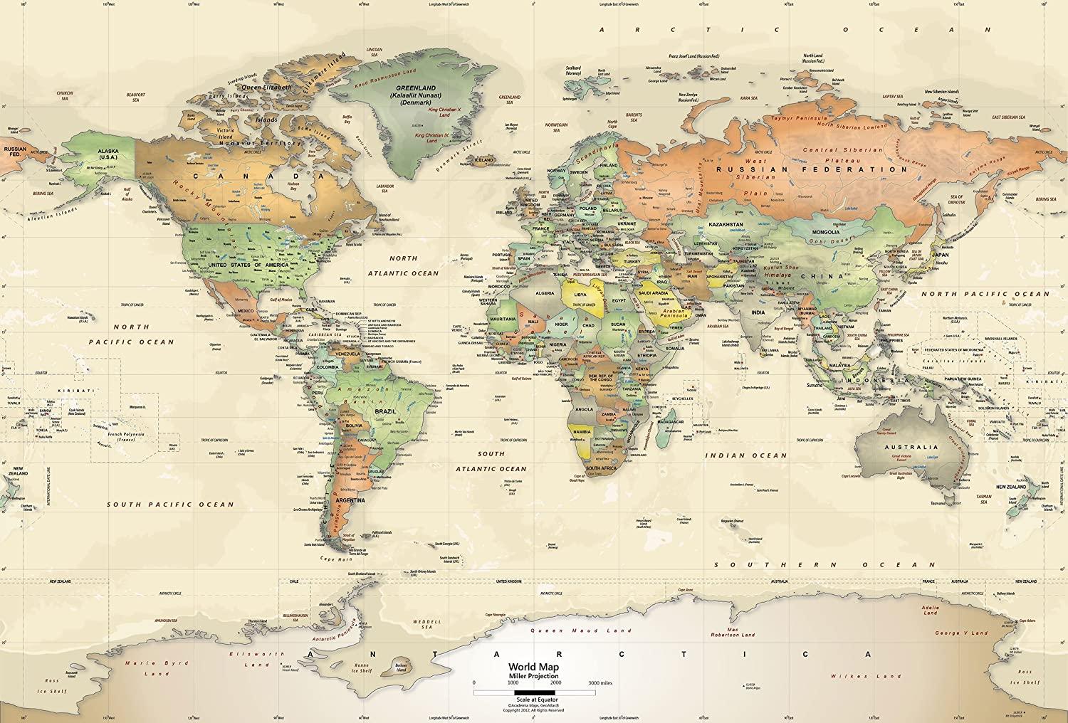 1500x1016 Antique World Map Mural, Big 53x36 Inch Self Sticking Wallpaper Mural. Peel and Stick Wall Decal. Easy to Apply, Safe for Walls : Tools & Home Improvement