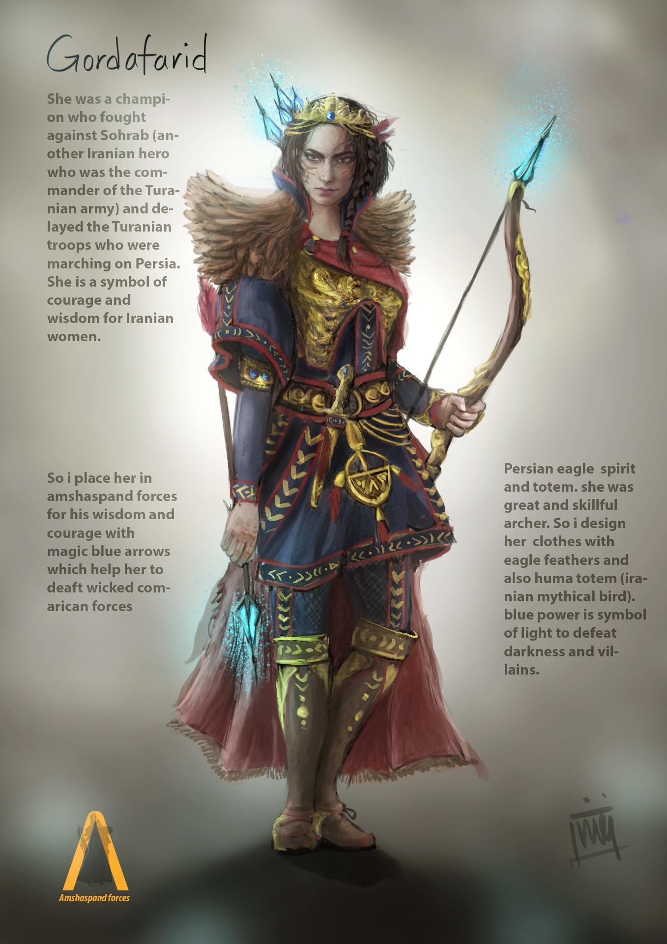 1357x1920 Gordafarid ( princess of persia ) ancient warrior, Saeed Rashvand