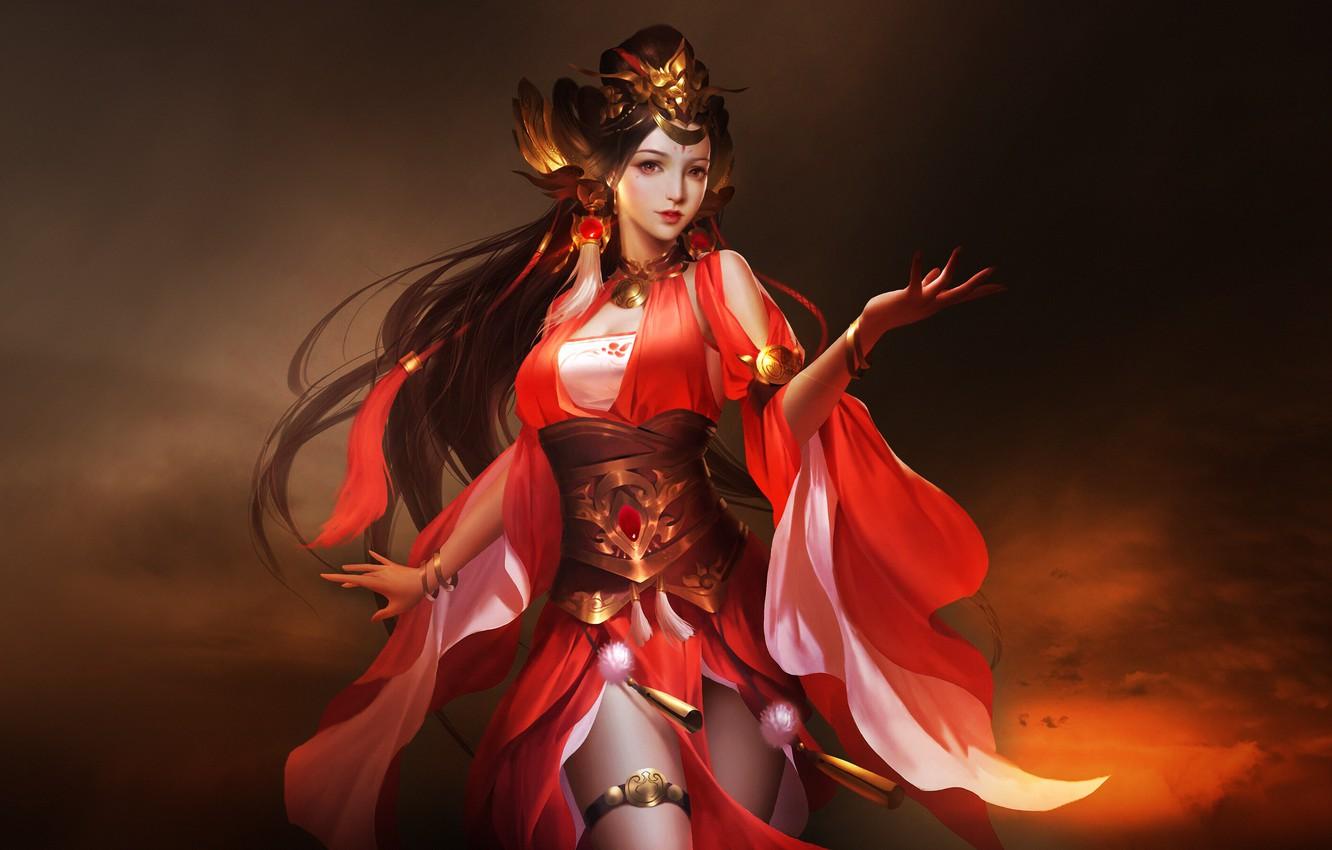 1332x850 Wallpaper Girl, Clouds, Asian, Girl, Dress, Clouds, Art, Beautiful, Art, Asian, Beautiful, Cute, Chinese, Pretty, Dress, Chinese image for desktop, section арт