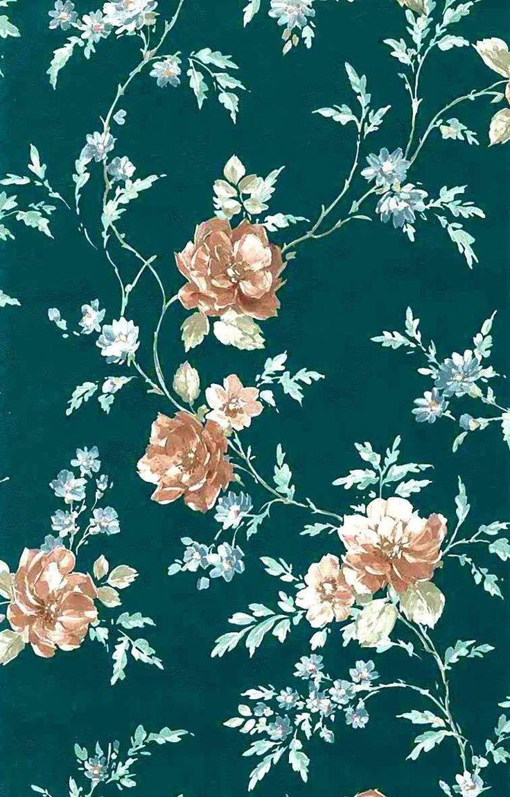 736x1148 Green Floral Vintage Wallpaper Satin Textured Roses Blue Brown 30226 Double Rolls. Teal wallpaper iphone, iPhone background wallpaper, Vintage wallpaper