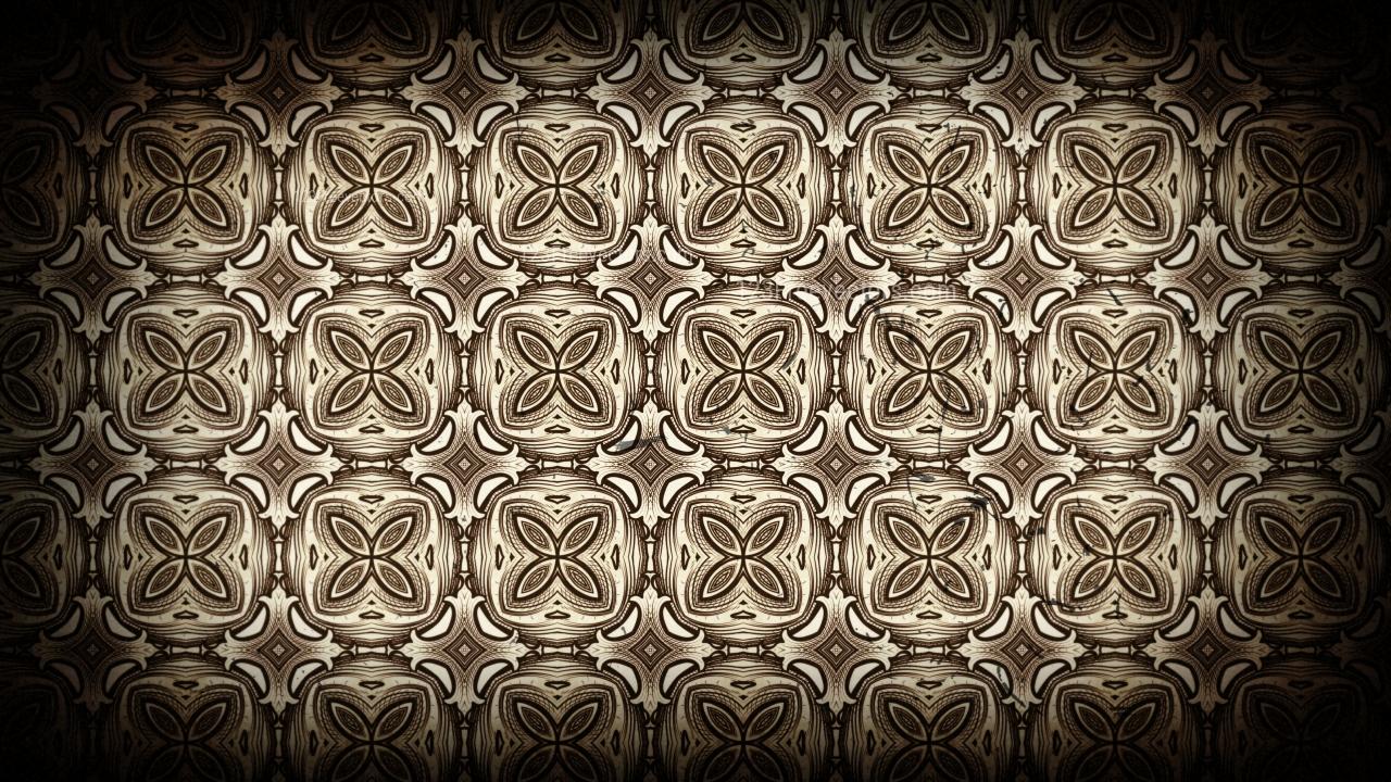 1280x720 Black and Brown Vintage Decorative Floral Pattern Background