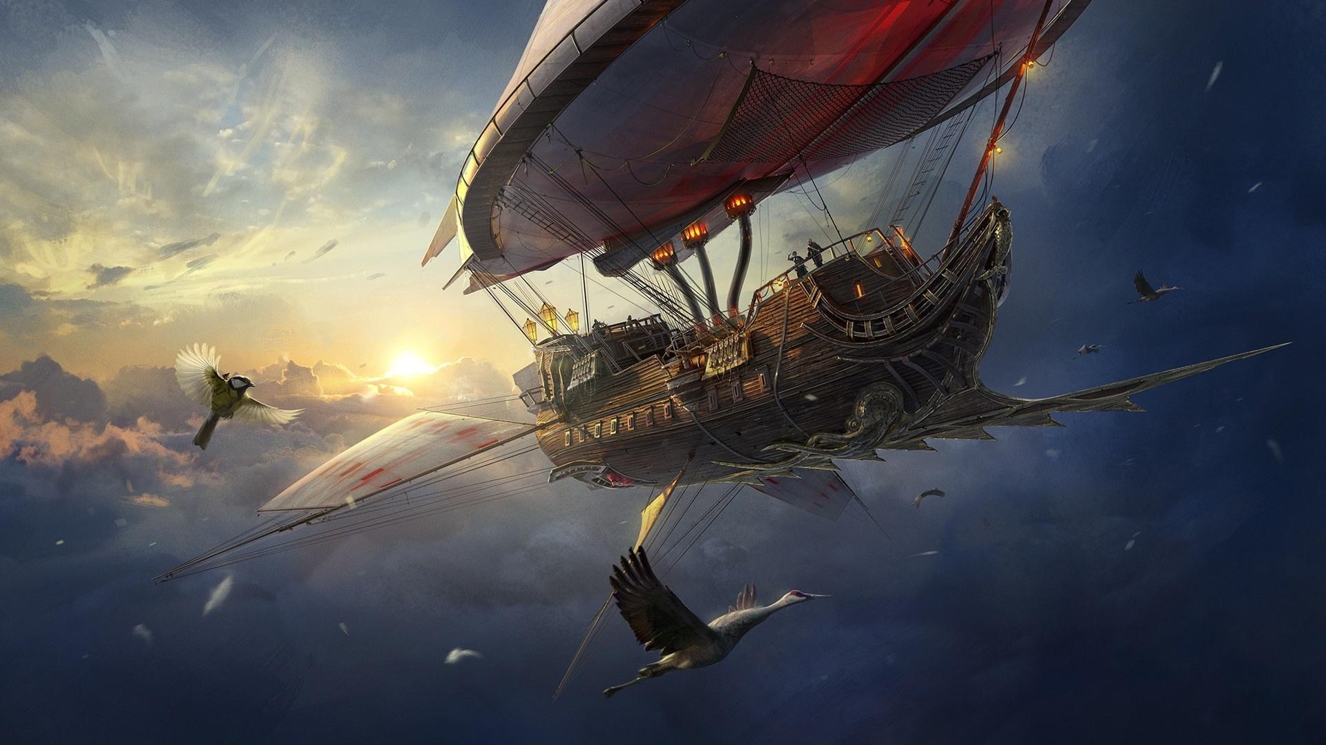 1920x1080 Airship Art Wallpaper