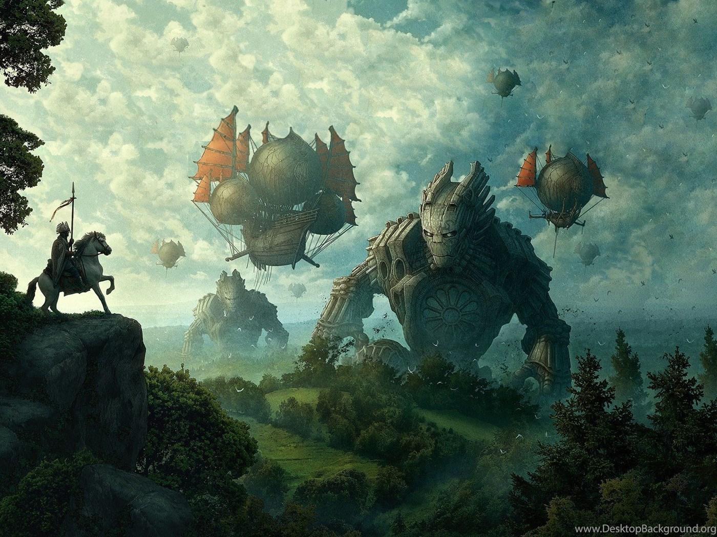 1400x1050 Fantasy Airship Wallpaper Desktop Background