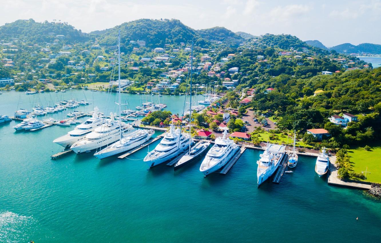1332x850 Wallpaper sea, yachts, boats, Caribbean, Saint Lucia image for desktop, section город