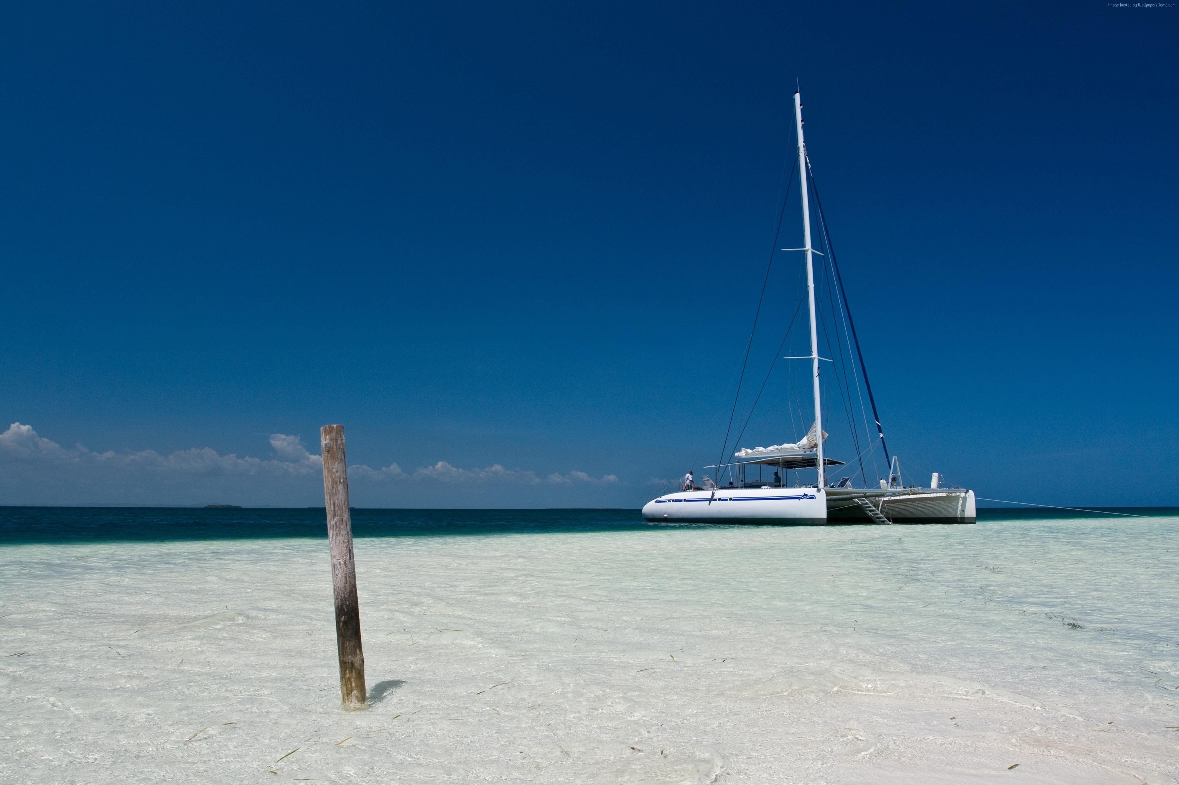 4000x2666 k wallpaper, #Cayo Blanco Island, #sky, k, #Caribbean sea, #Cuba, #shore, #boat. Mocah HD Wallpaper