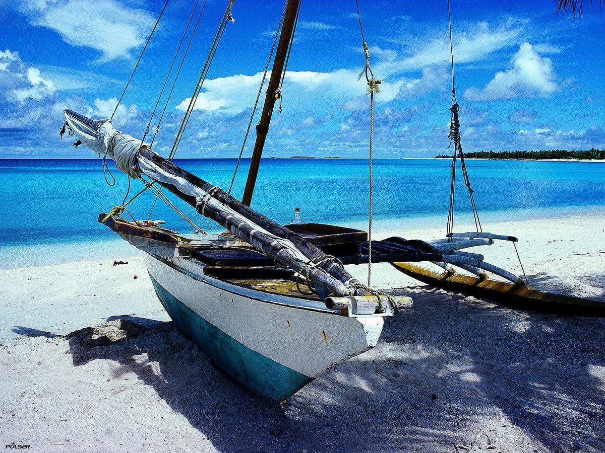1200x900 Wallpaper Beach, Boat, Caribbean. TOP Free background