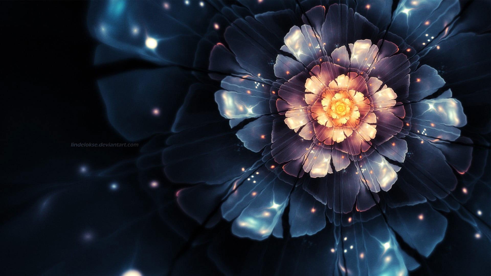 1920x1080 Blue and pink flower wallpaper, lotus flowers, fractal, abstract • Wallpaper For You HD Wallpaper For Desktop & Mobile