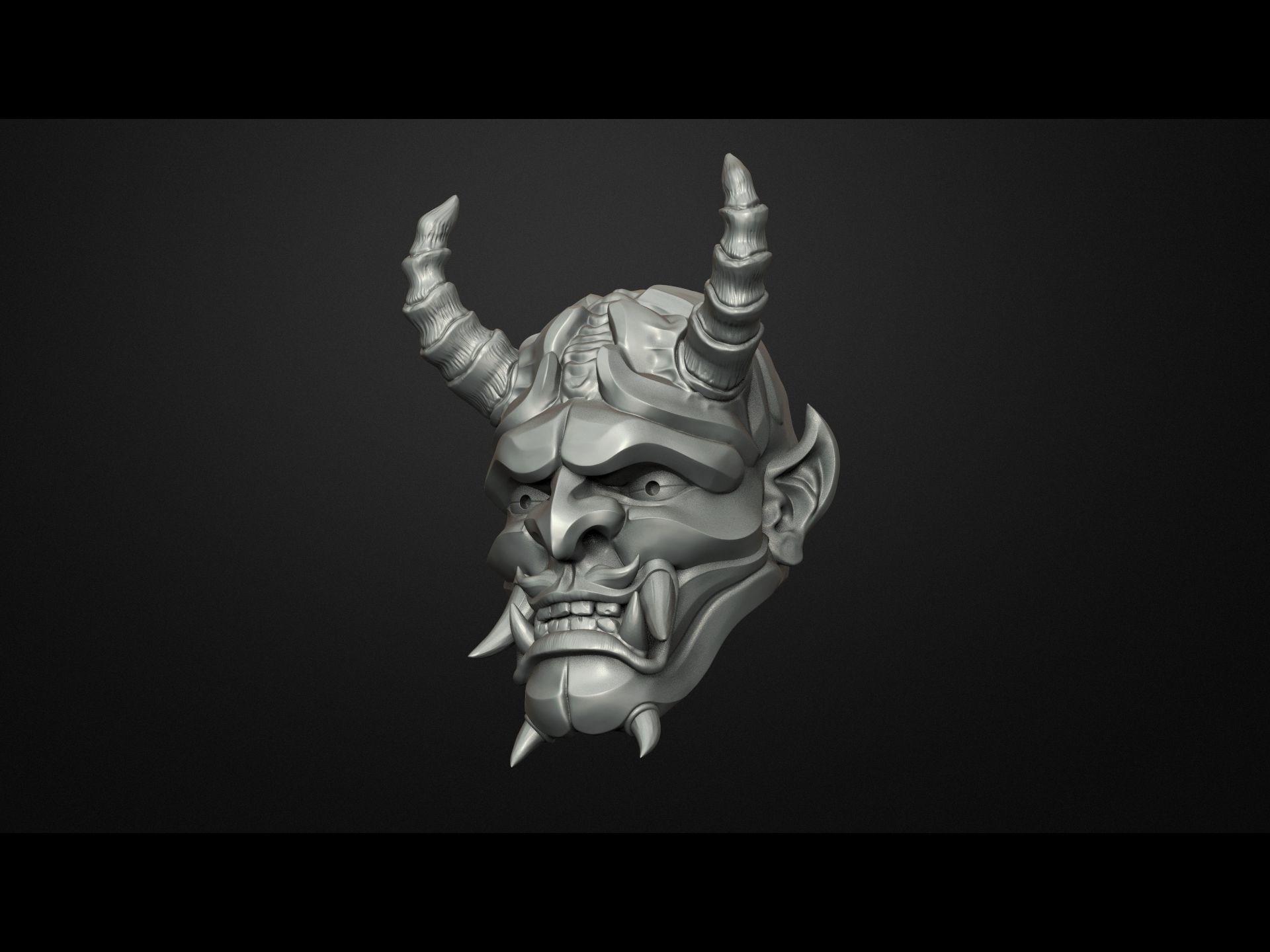 1920x1440 Traditional Japanese Hannya Mask Magnet 3D print model 3