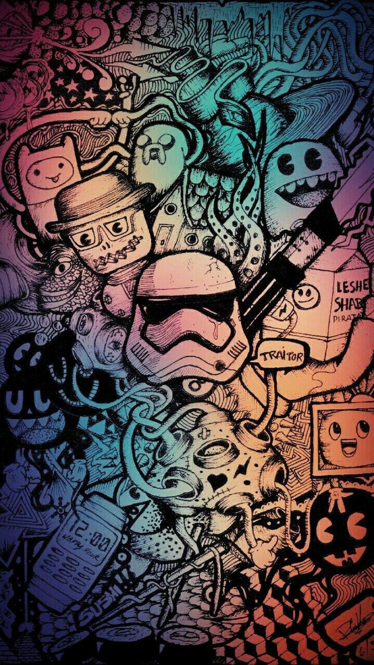 750x1335 graffiti wallpaper hd, drawing, illustration, cartoon, art, doodle, design, graffiti, pattern, sketch, fiction