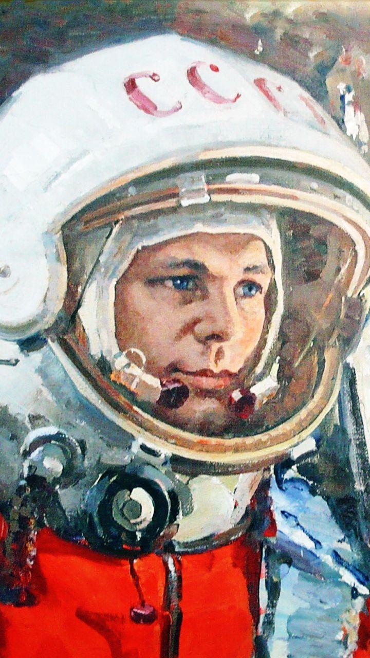 720x1280 Download Wallpaper 720x1280 yuri gagarin, cosmonaut, ussr, spacesuit Samsung Galaxy S3 HD Background. Art, Soviet art, Space art