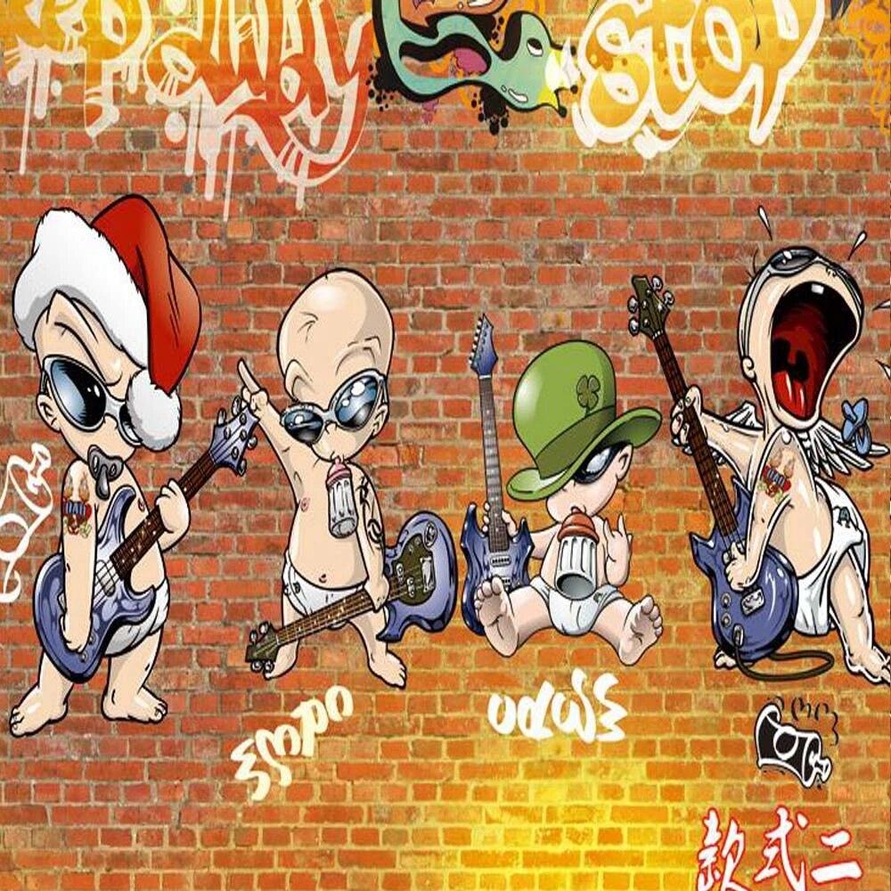 1000x1000 3D Abstract European Graffiti Photo Mural Vintage Wallpaper Restaurant Coffee Shop Kids Bedroom Carton Wall Paper Doodle Murals. photo murals. restaurants coffeewall paper