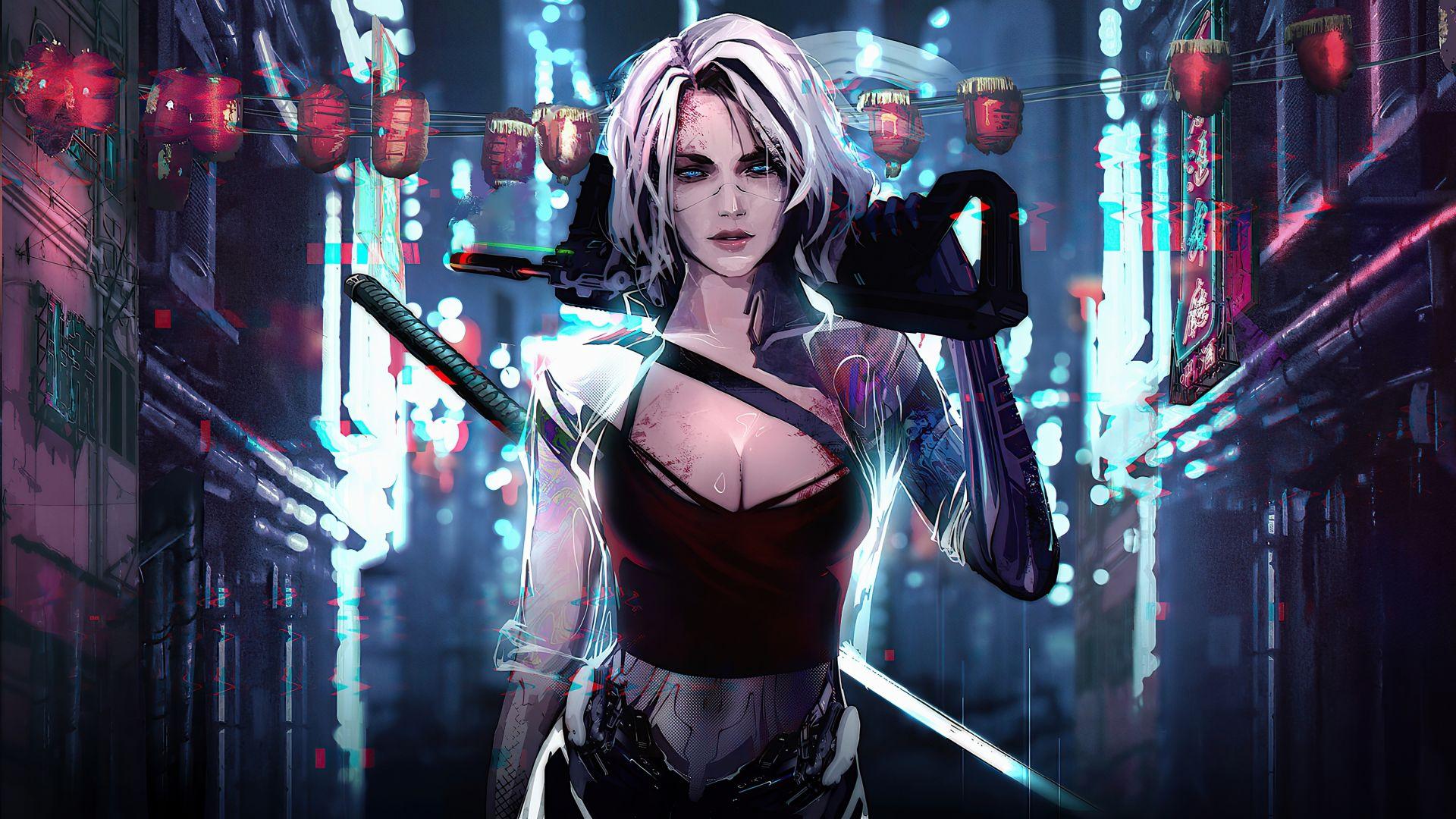1920x1080 Desktop wallpaper beautiful, cyborg girl, fantasy, art, HD image, picture, background, 5545ae