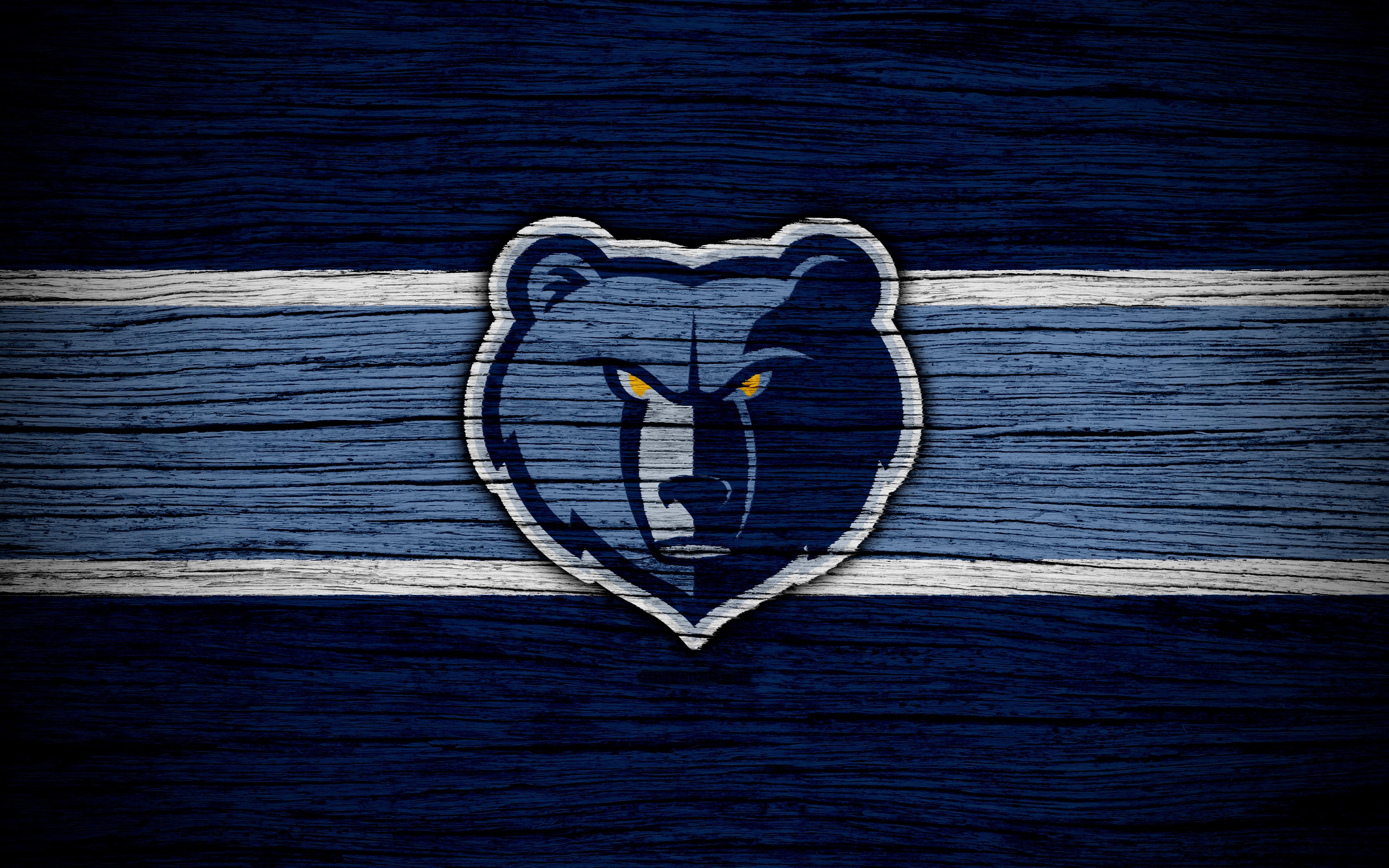 3840x2400 Download wallpaper 4k, Memphis Grizzlies, NBA, wooden texture, basketball, Western Conference, USA, emblem, basketball club, Memphis Grizzlies logo for desktop with resolution 3840x2400. High Quality HD picture wallpaper