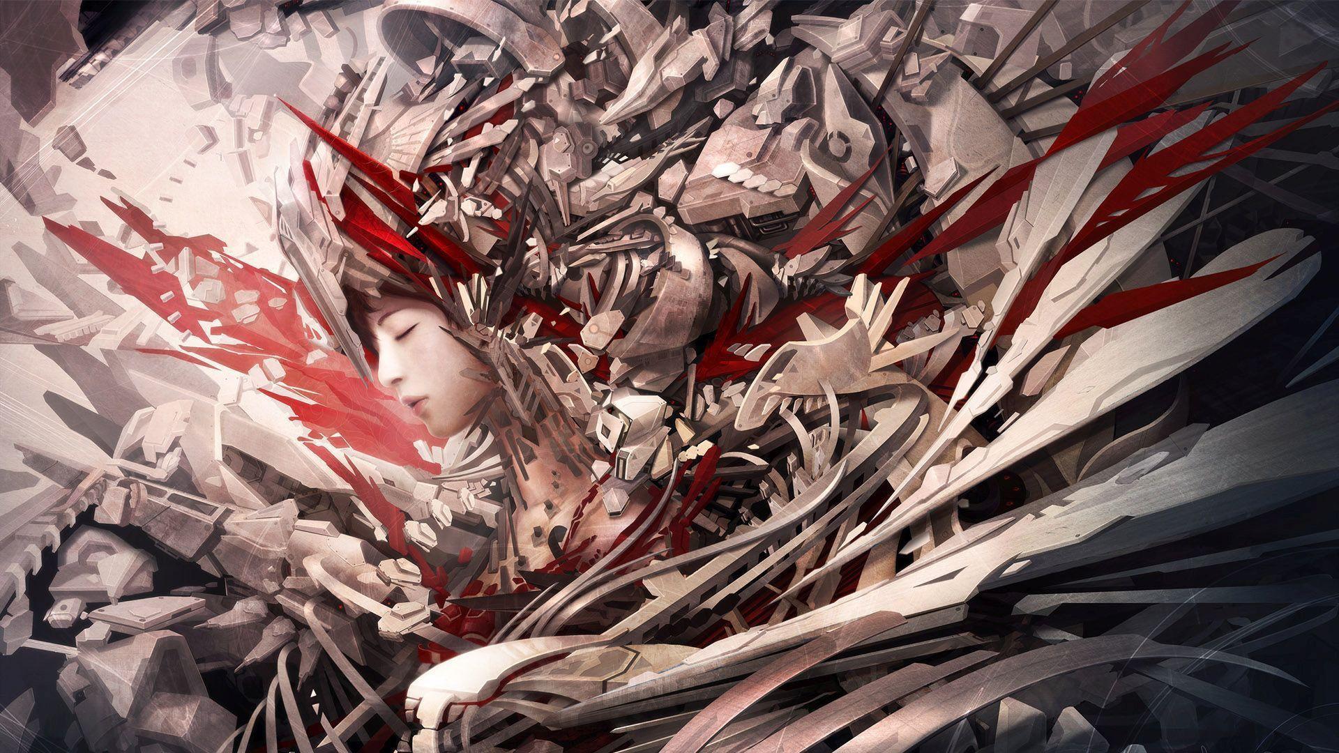 1920x1080 #cyborg, #anime, #concept art, #women, #fantasy art, #artwork, # robot, wallpaper. Mocah HD Wallpaper
