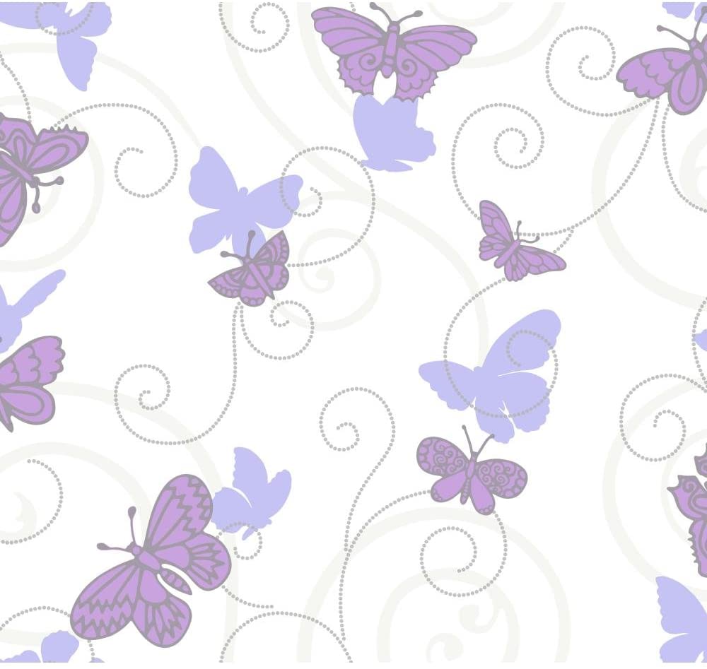 1000x947 York Wallcoverings Room To Grow Grow Butterfly Removable Wallpaper, White Purple Lavender Silver
