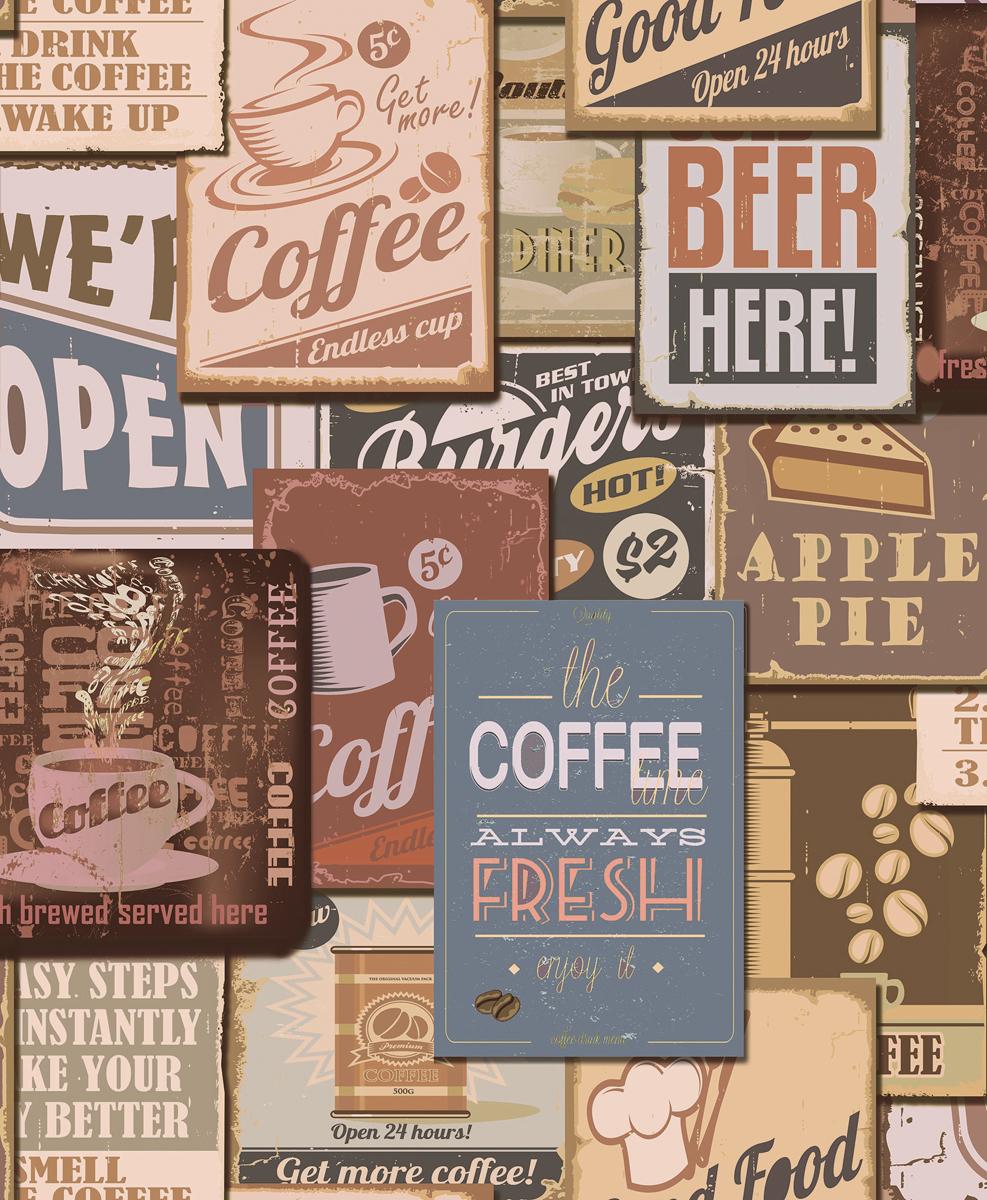 987x1200 Vintage Design Vinyl Wall Paper Coffee Shop Wallpaper Coffee Shop Wallpaper, Coffee Shop Wall Paper, Vintage Wallpaper Product on