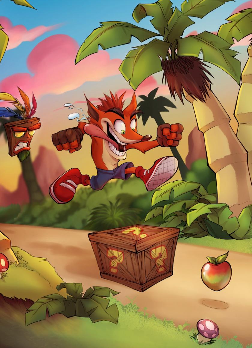 840x1160 Download Fox, jump, video game, Crash Bandicoot wallpaper, 840x iPhone iPhone 4S, iPod touch
