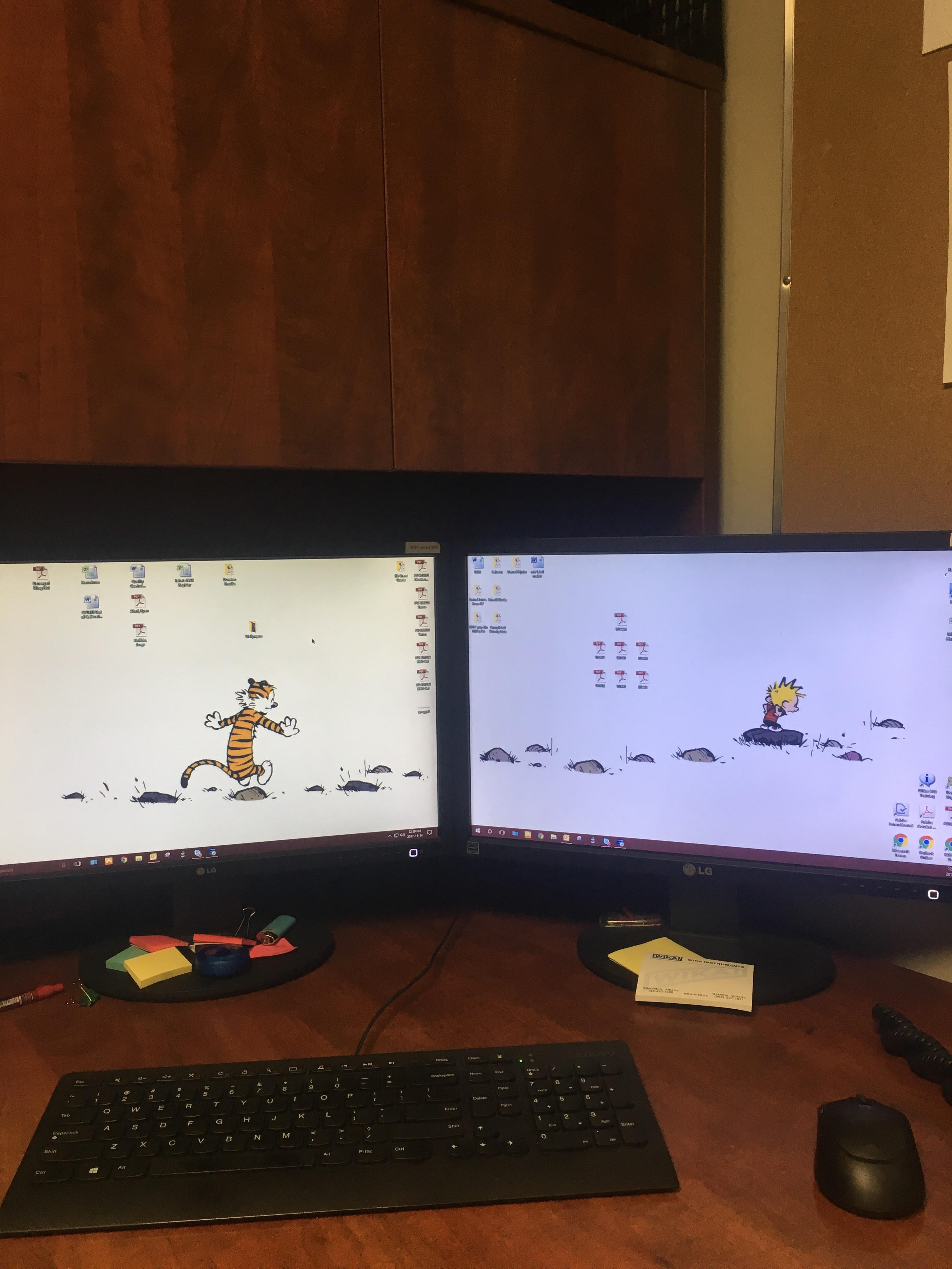 3024x4032 My dual monitor wallpaper at work!: calvinandhobbes