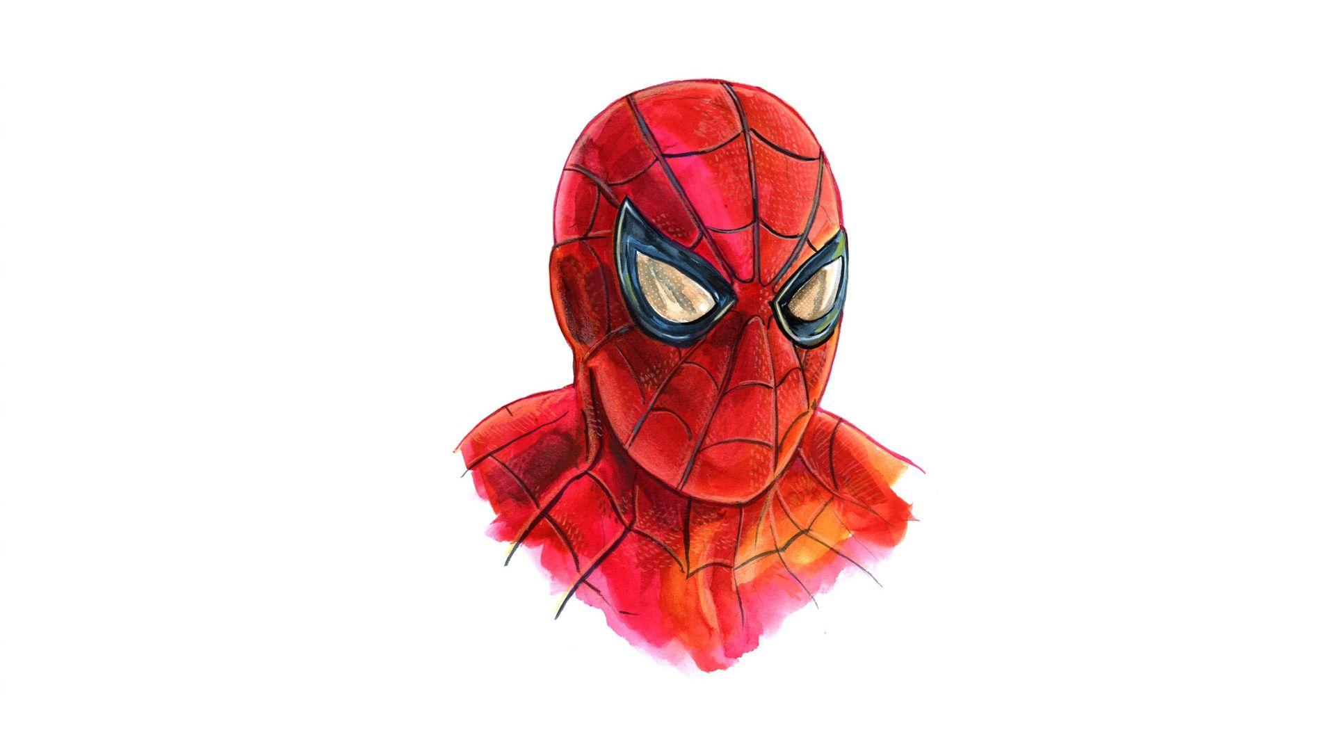 1920x1080 Desktop Wallpaper Spider Man, Marvel Comics, Minimal, Face, Art, HD Image, Picture, Background, B21142