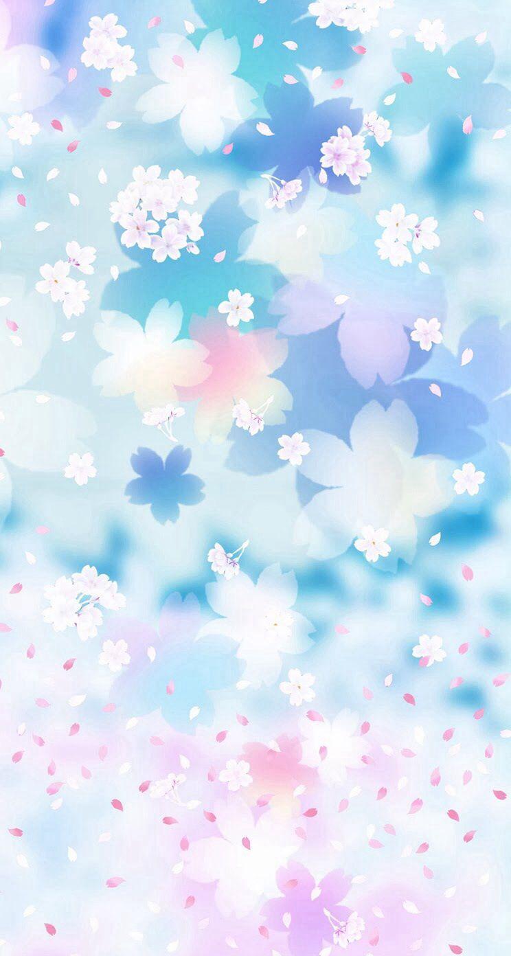 744x1392 Kawaii Blue Wallpaper