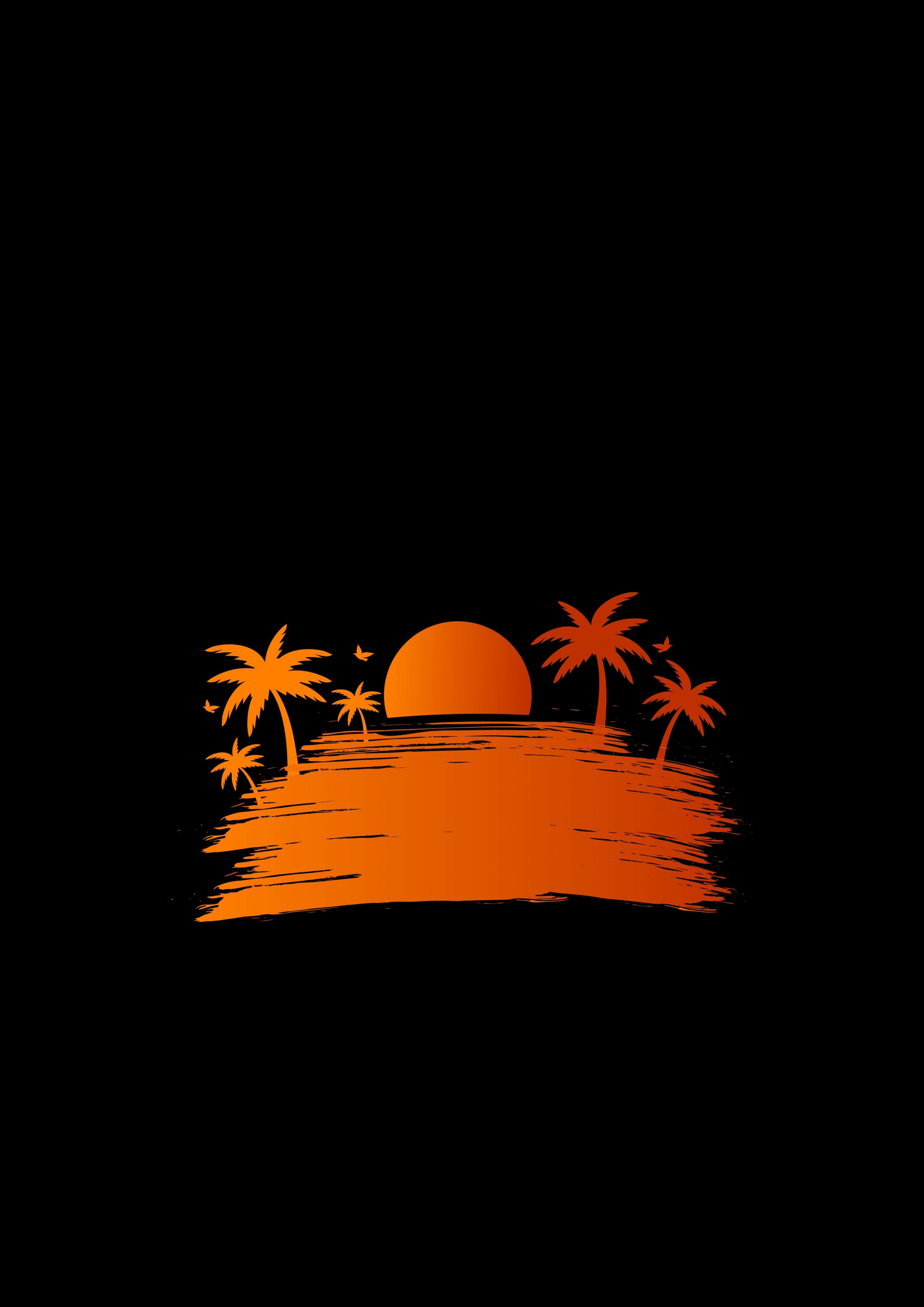 3508x4961 Download 3508x4961 Tropical Vector Art, Landscape, Orange Wallpaper