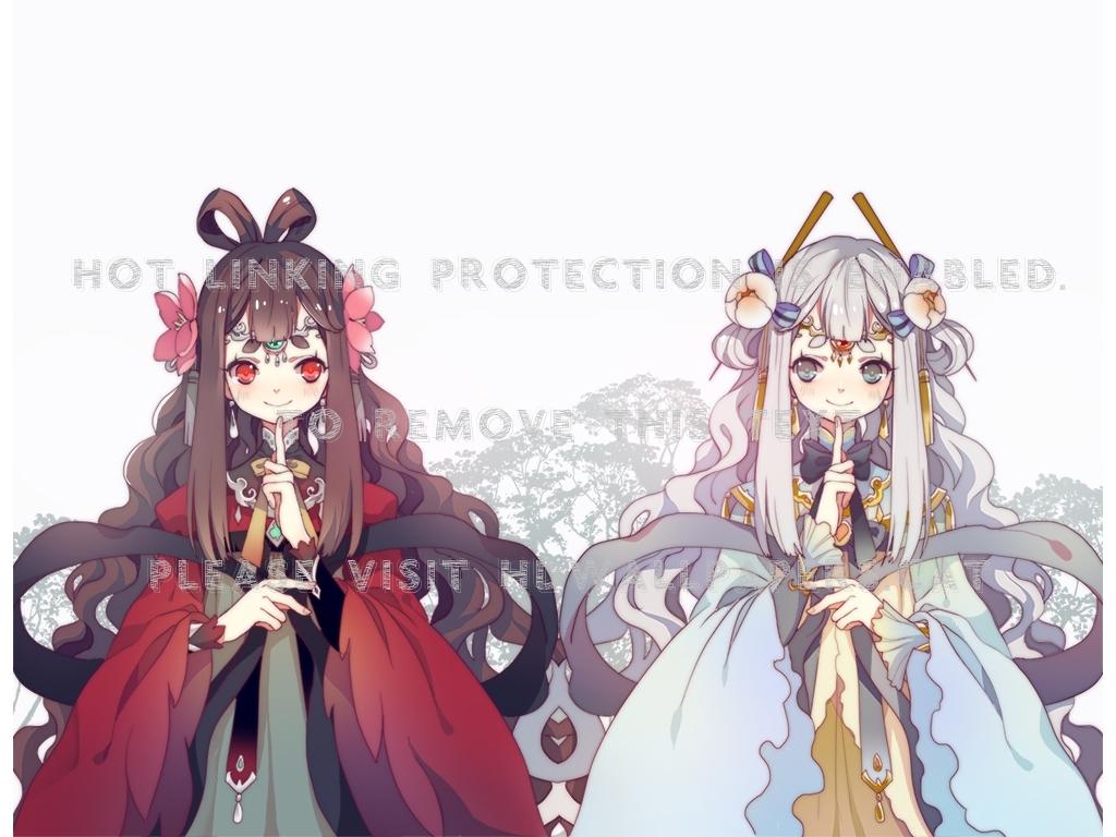 1024x768 gemini kawaii dual pretty anime girl duo