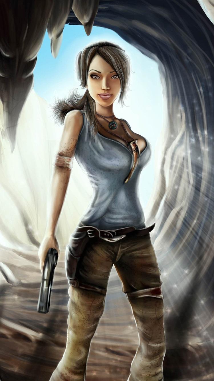 750x1334 Tomb Raider, Lara Croft, game girl iPhone X 3GS wallpaper download