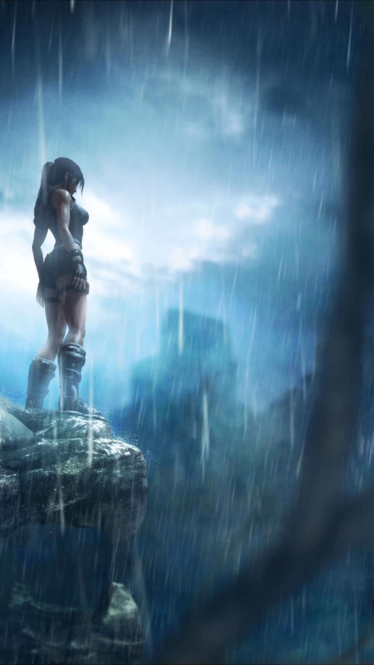 1242x2208 Lara Croft rain Wallpaper for iPhone Pro Max, X, 6