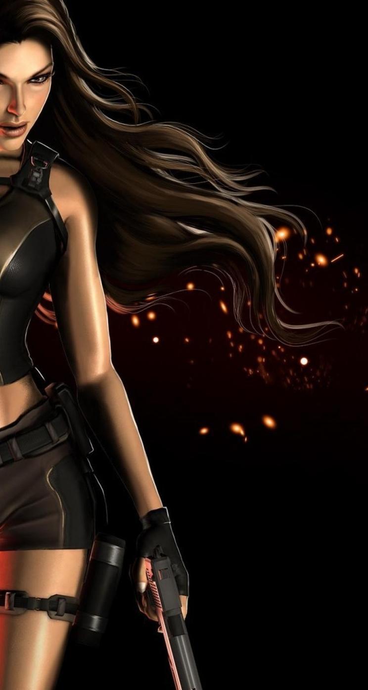 744x1392 Poster with Lara Croft in Tomb Raider Game