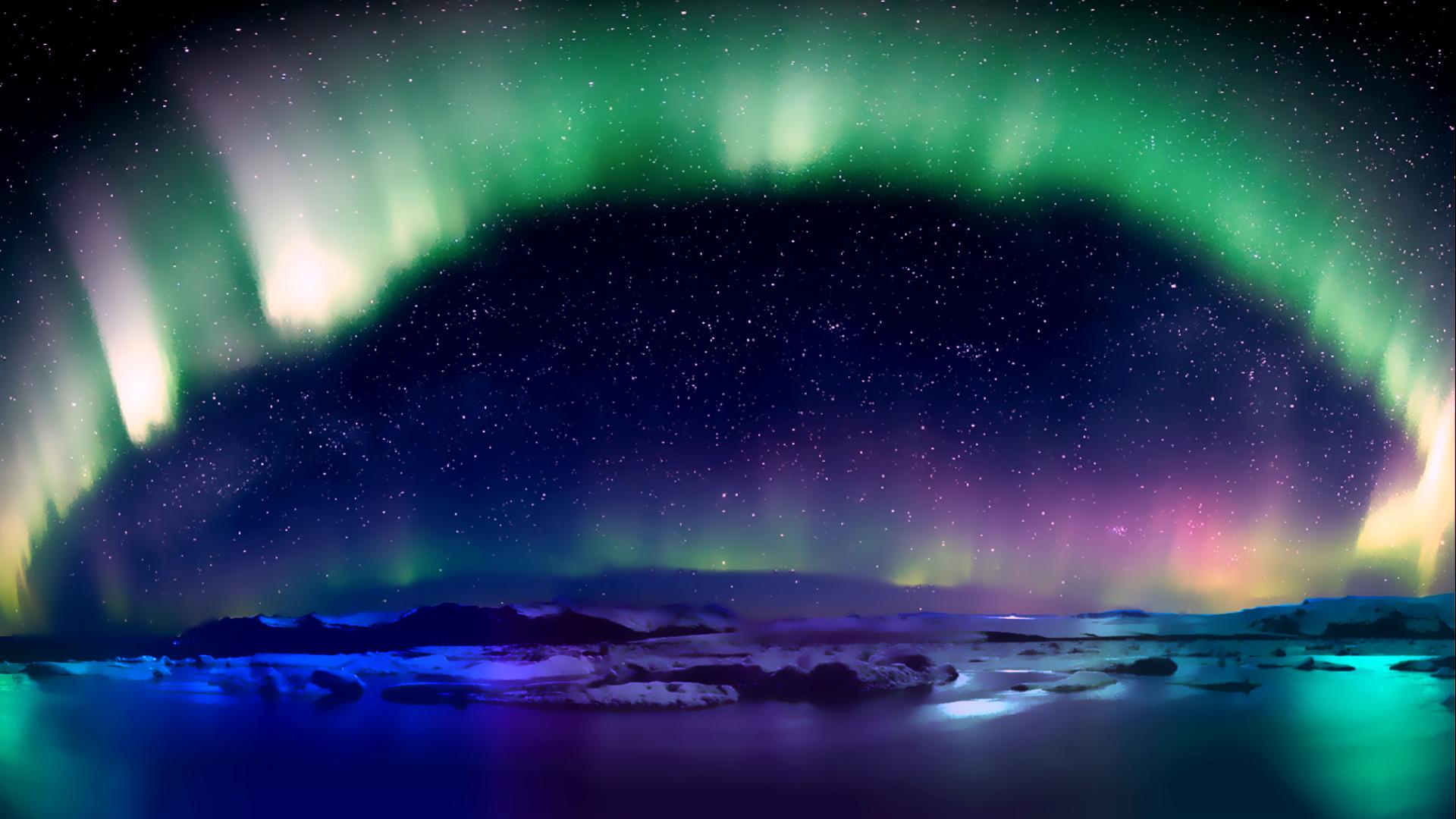 1920x1080 Aurora, Aurora borealis, Lake, Stars, Cold, Nature Wallpaper HD / Desktop and Mobile Background