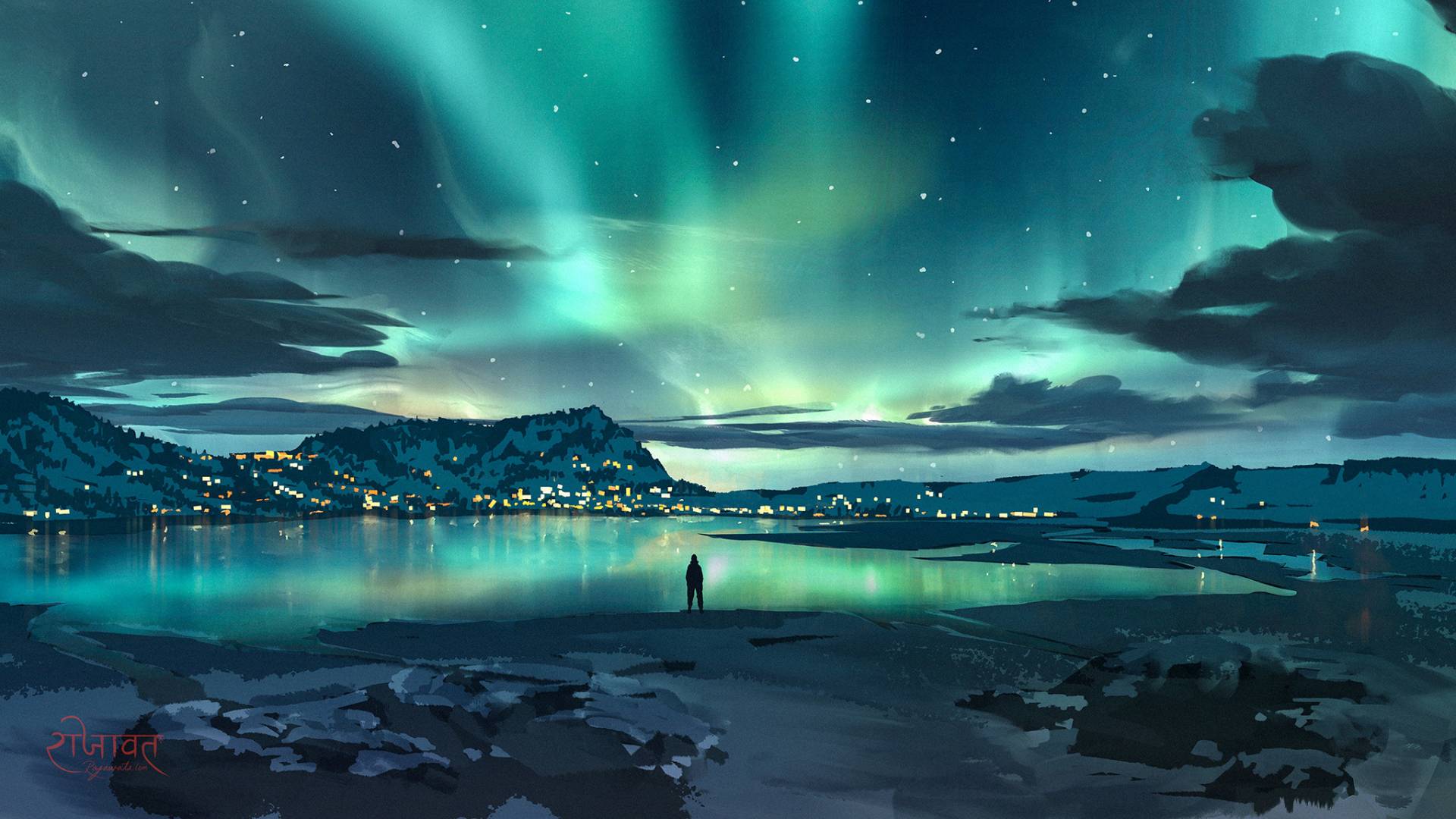 1920x1080 Alone Watching Aurora Borealis 1080P Laptop Full HD Wallpaper, HD Nature 4K Wallpaper, Image, Photo and Background