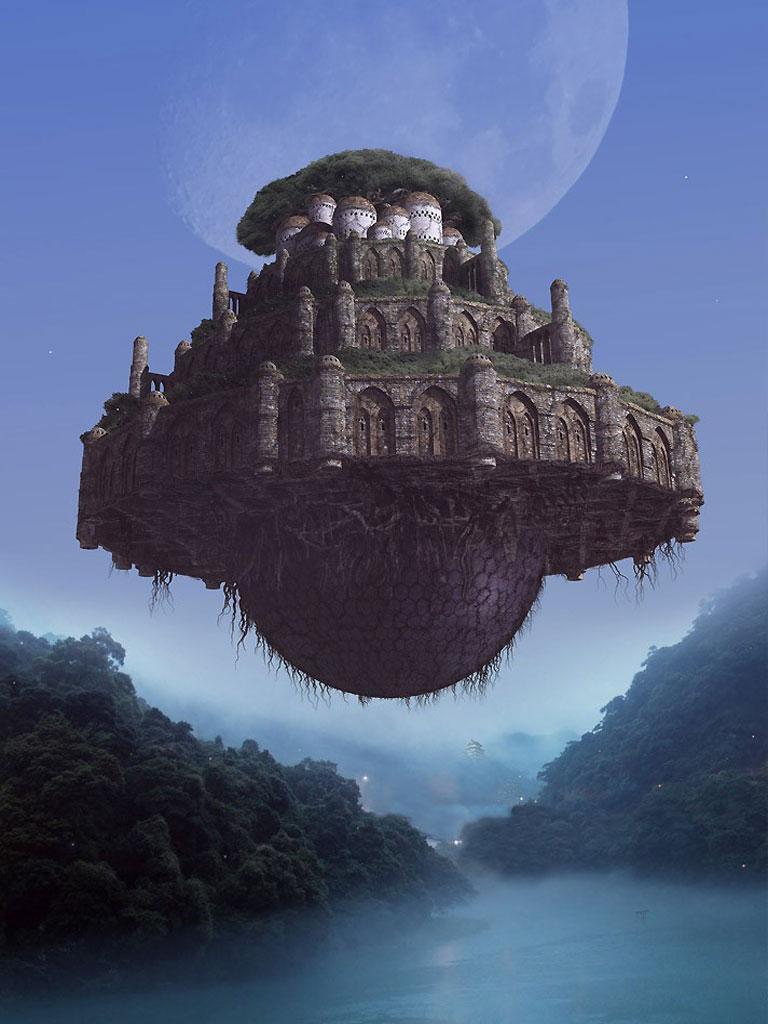 768x1024 Celestial Castle, 768 x 1024pix wallpaper Surreal Art, 3D Digital Art