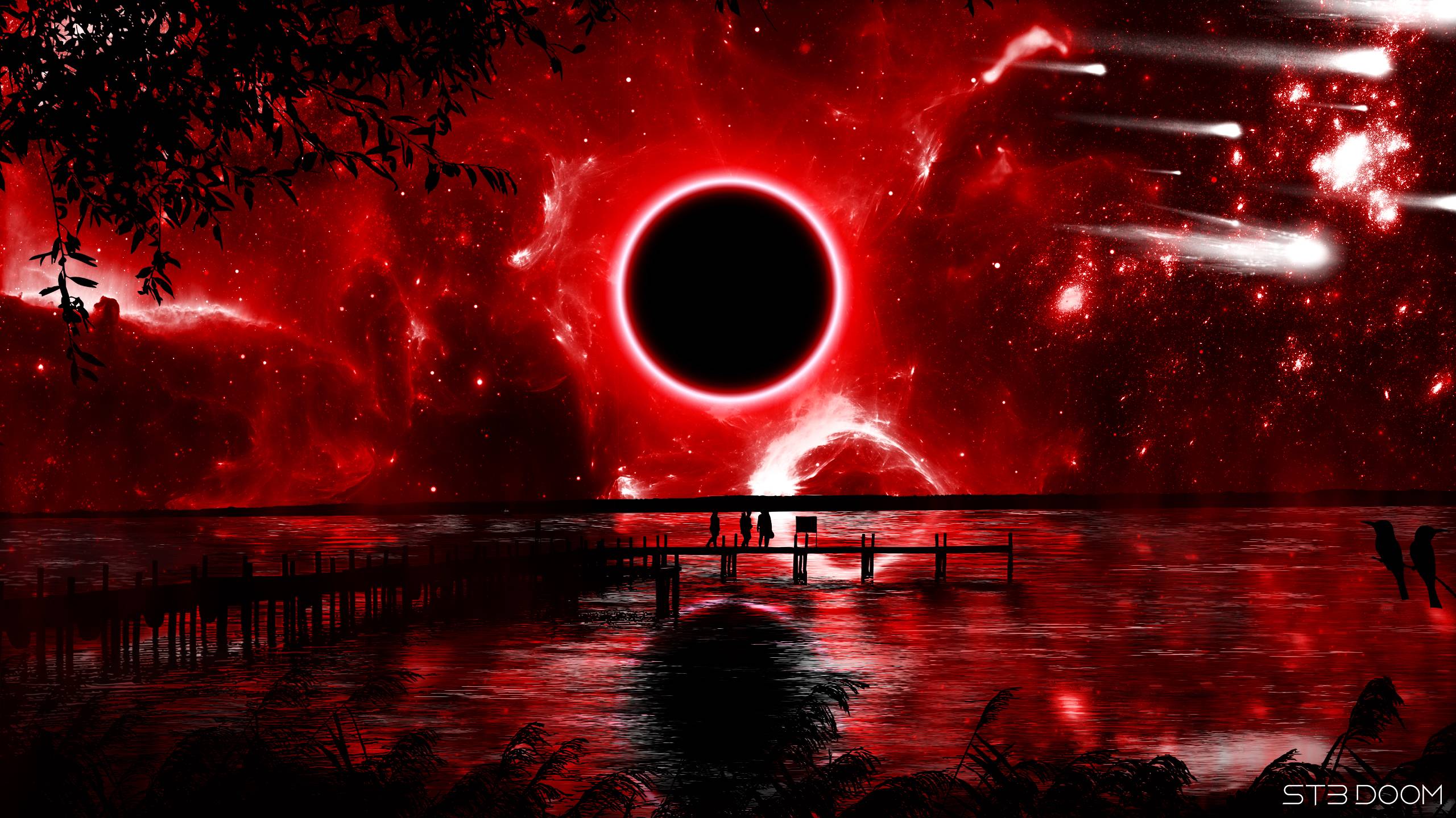 2560x1440 Red Eclipse Digital Art Wallpaper, HD Space 4K Wallpaper, Image, Photo and Background