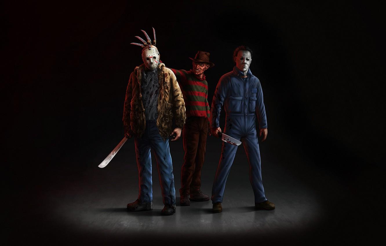 1332x850 Wallpaper Minimalism, Background, Jason Voorhees, Art, Horror, Freddy Krueger, Horror, Horror, Freddy Krueger, Character, Jason Voorhees, Characters, Michael Myers, Michael Myers, by Sergey Kruglov, Sergey Kruglov image for desktop, section минимализм