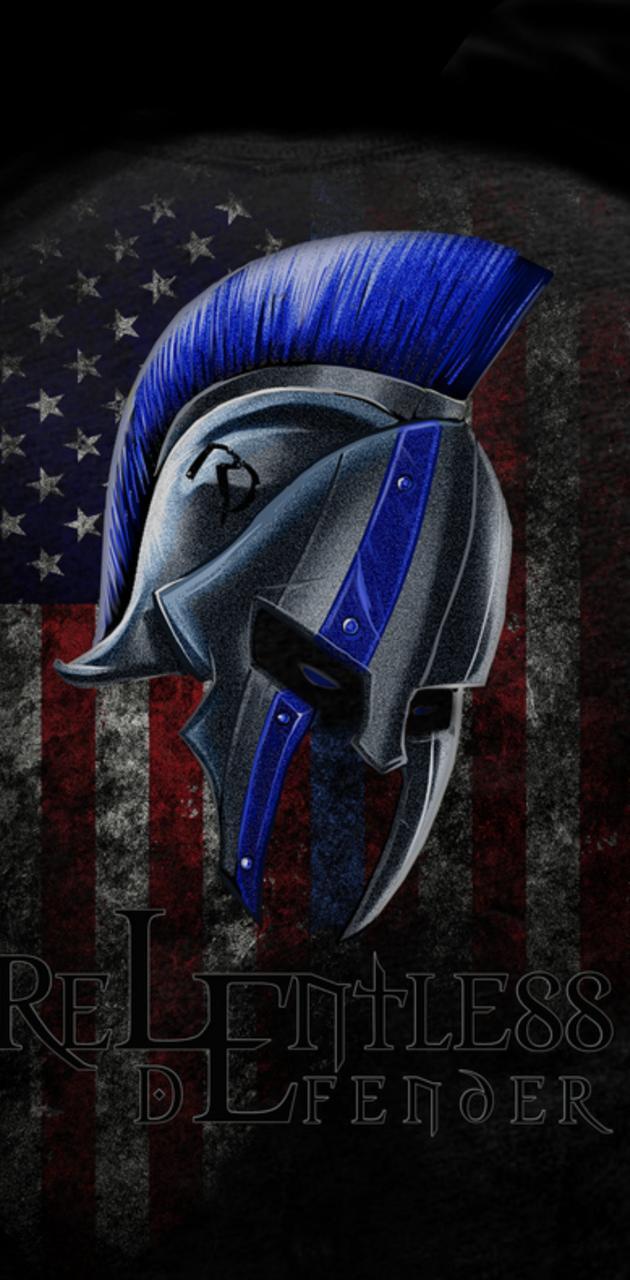 630x1280 Spartan thin blue wallpaper