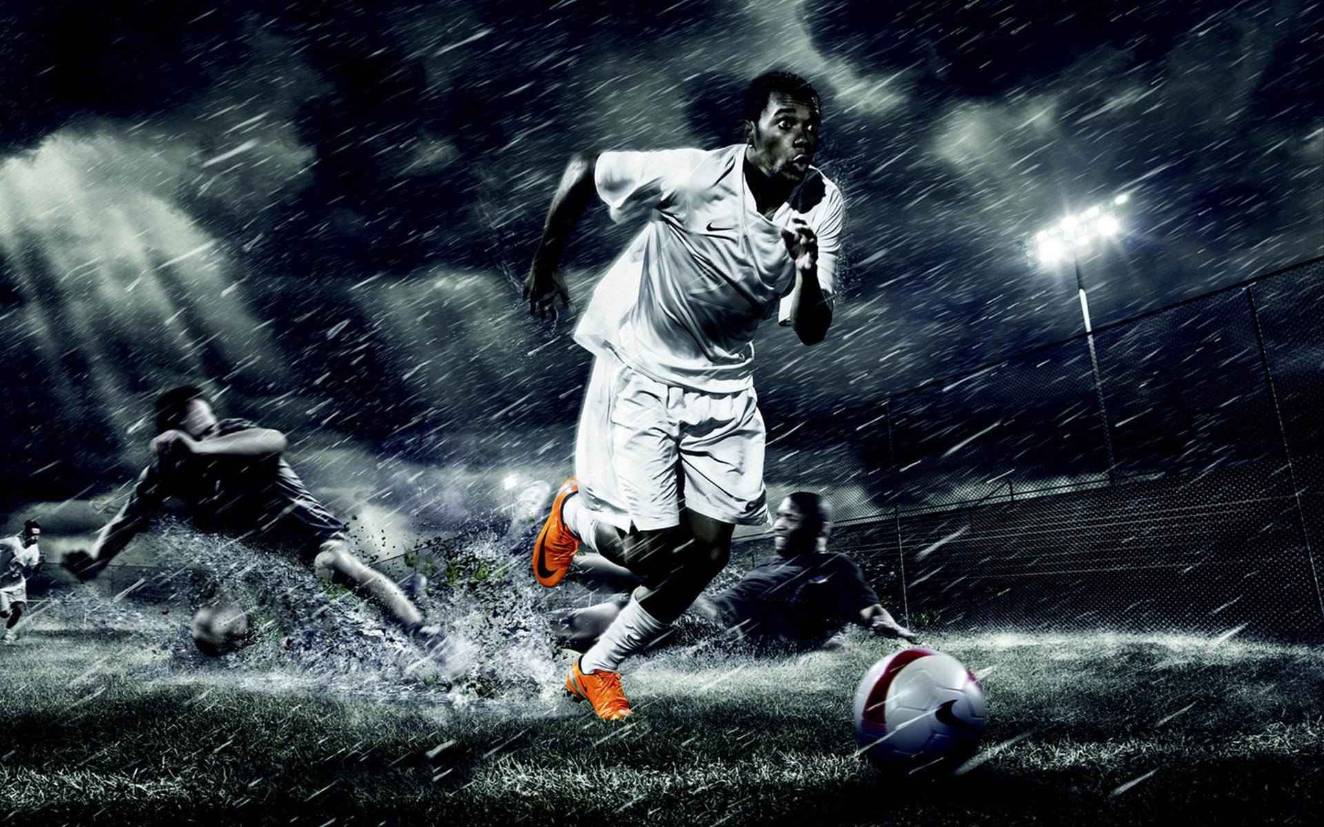 1920x1200 Download Wallpaper rain football night stadium player robinho, 1920x1200